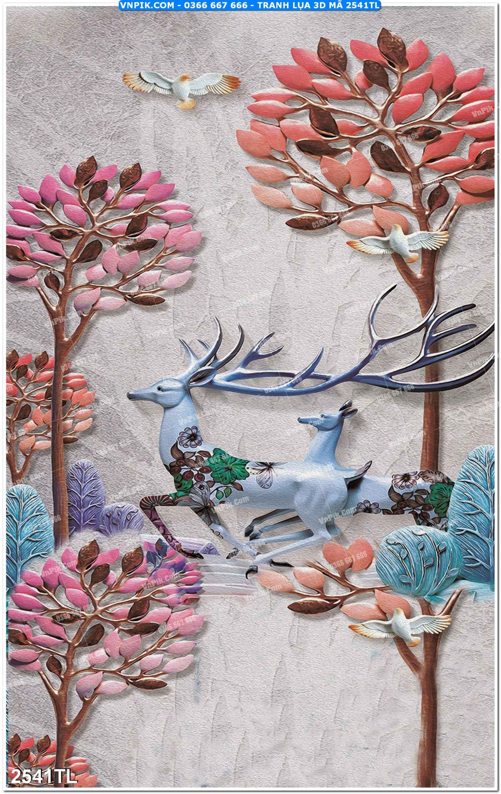 Tranh lụa 3D – Tranh trang trí dán tường 2541TL