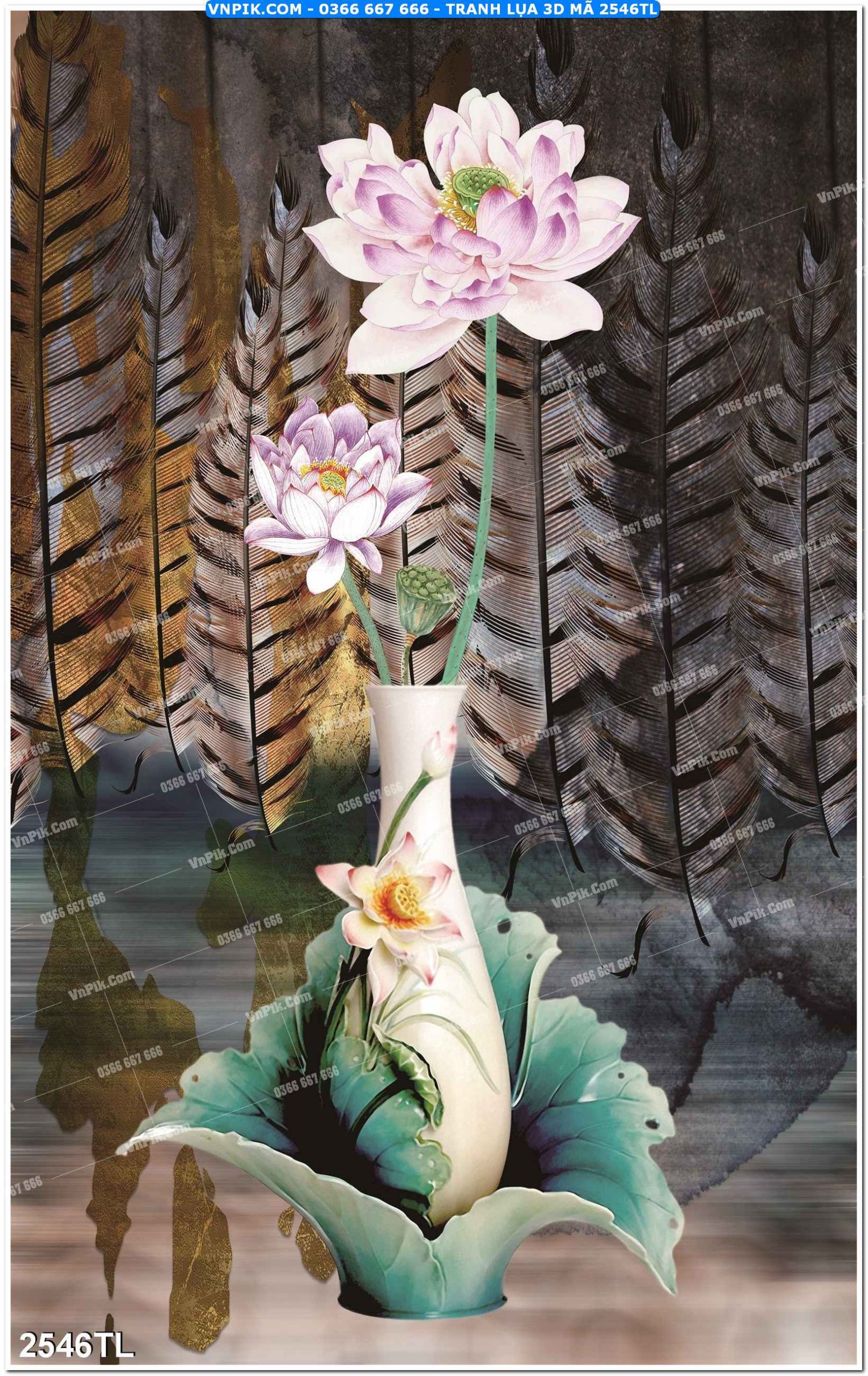 Tranh lụa 3D – Tranh trang trí dán tường 2546TL
