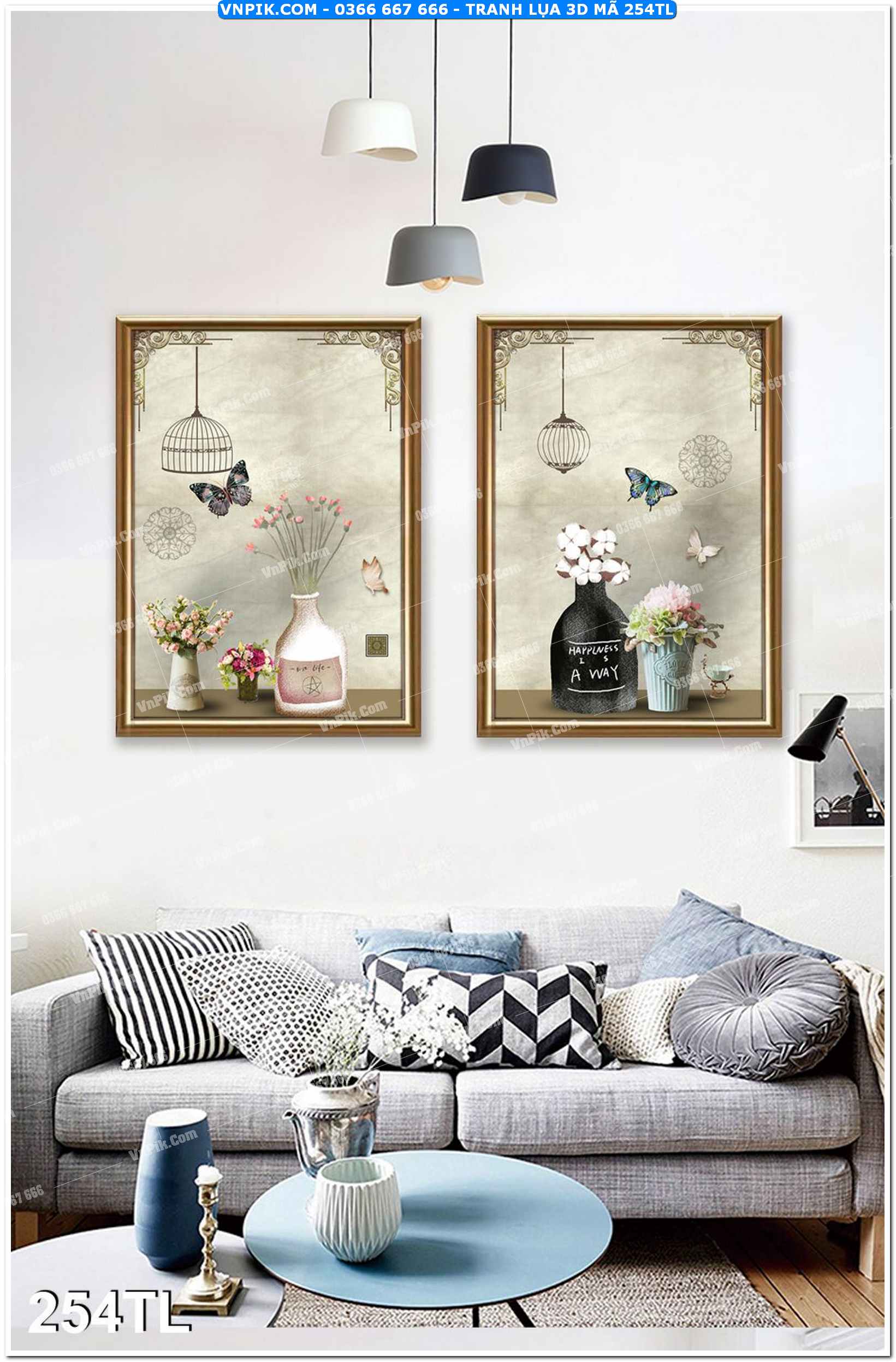 Tranh lụa 3D – Tranh trang trí dán tường 254TL