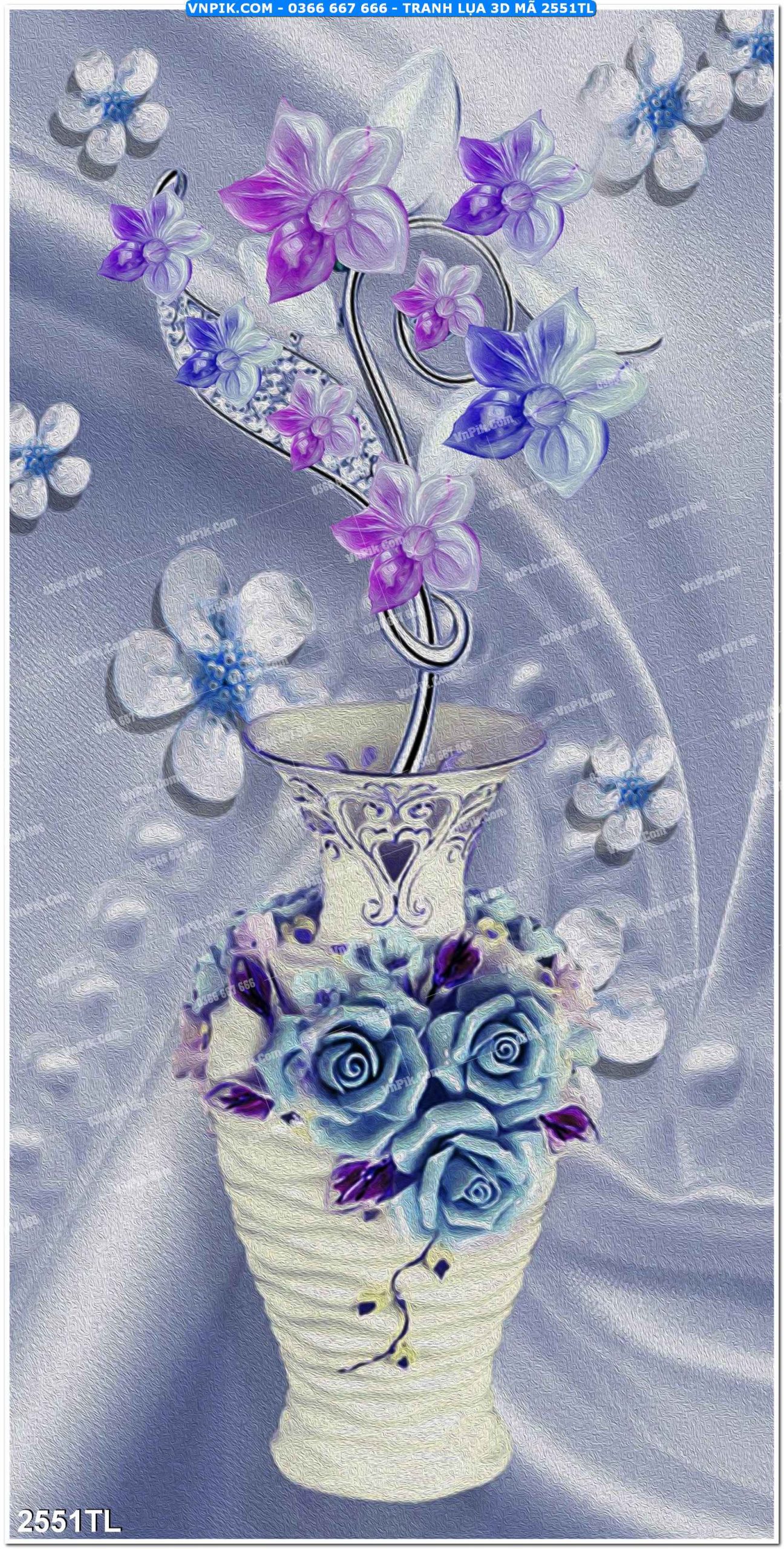 Tranh lụa 3D – Tranh trang trí dán tường 2551TL