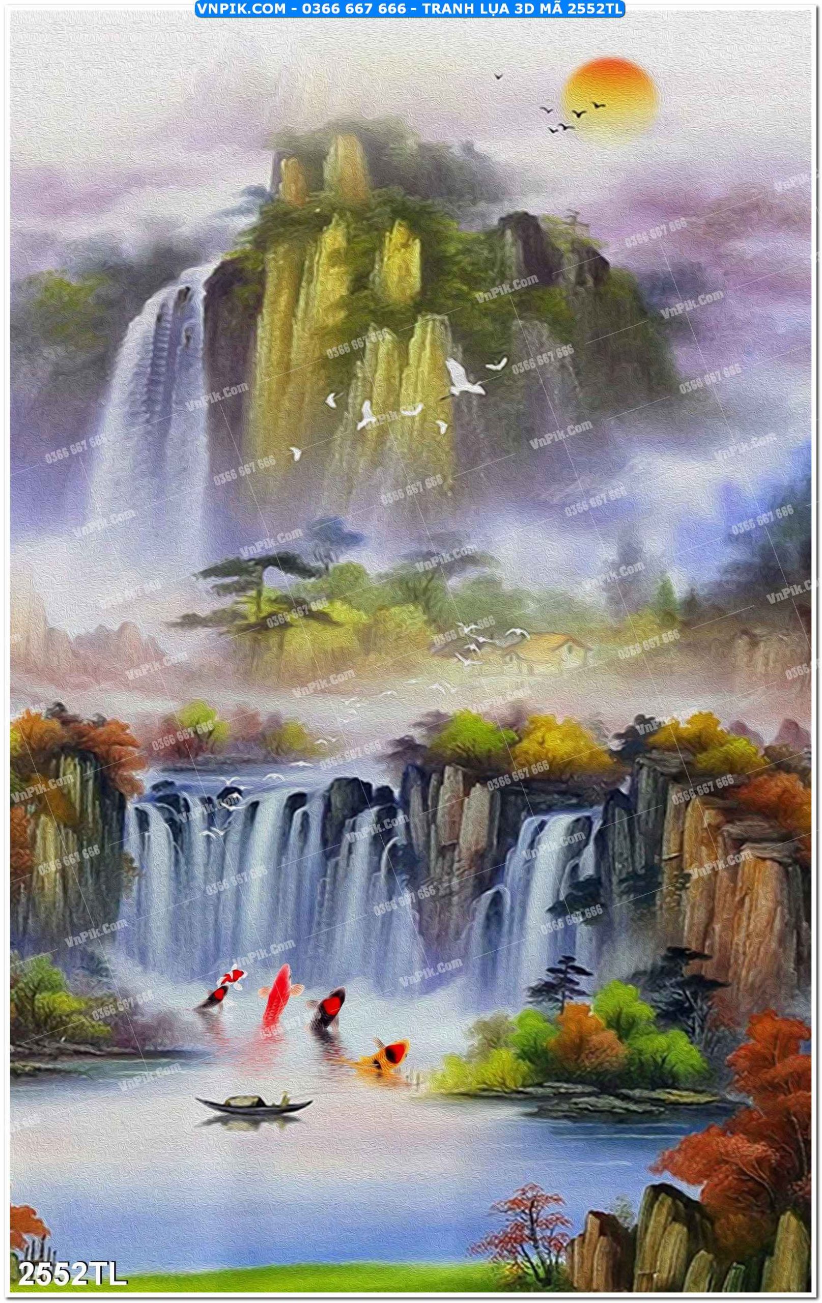 Tranh lụa 3D – Tranh trang trí dán tường 2552TL