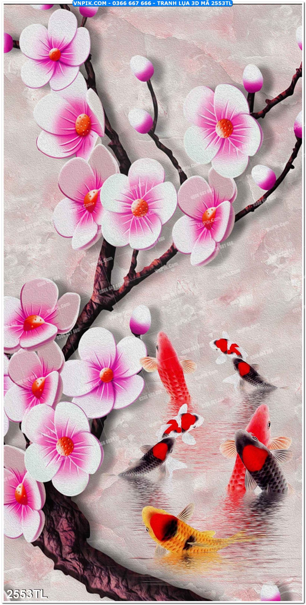 Tranh lụa 3D – Tranh trang trí dán tường 2553TL