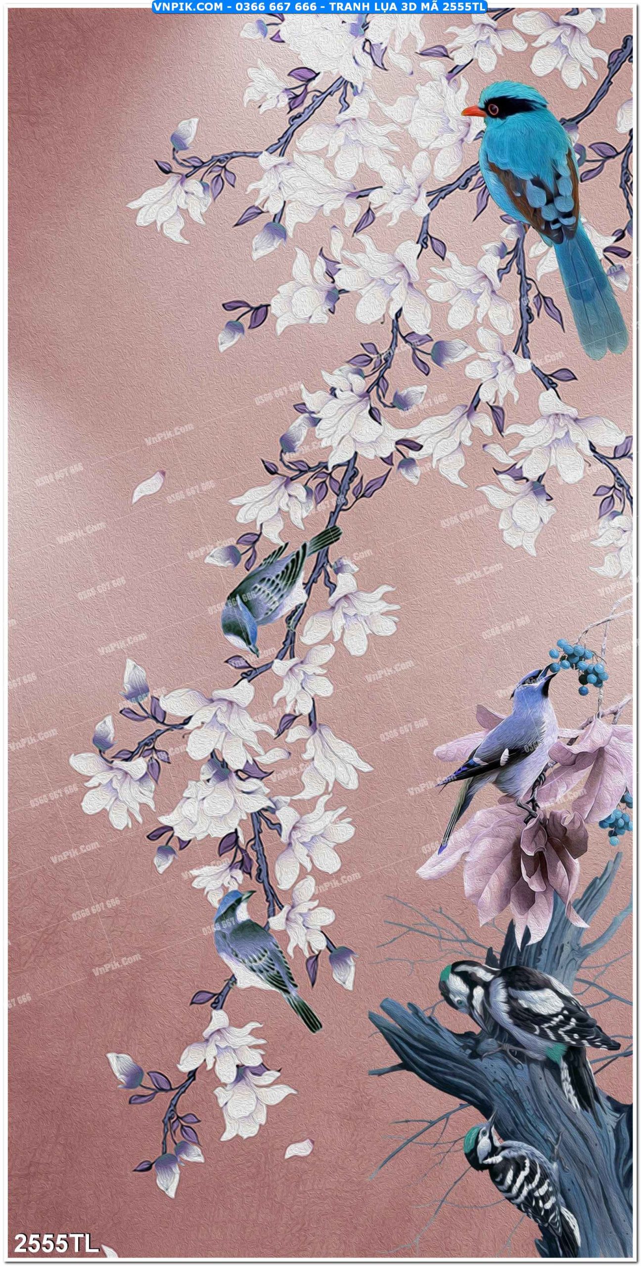 Tranh lụa 3D – Tranh trang trí dán tường 2555TL