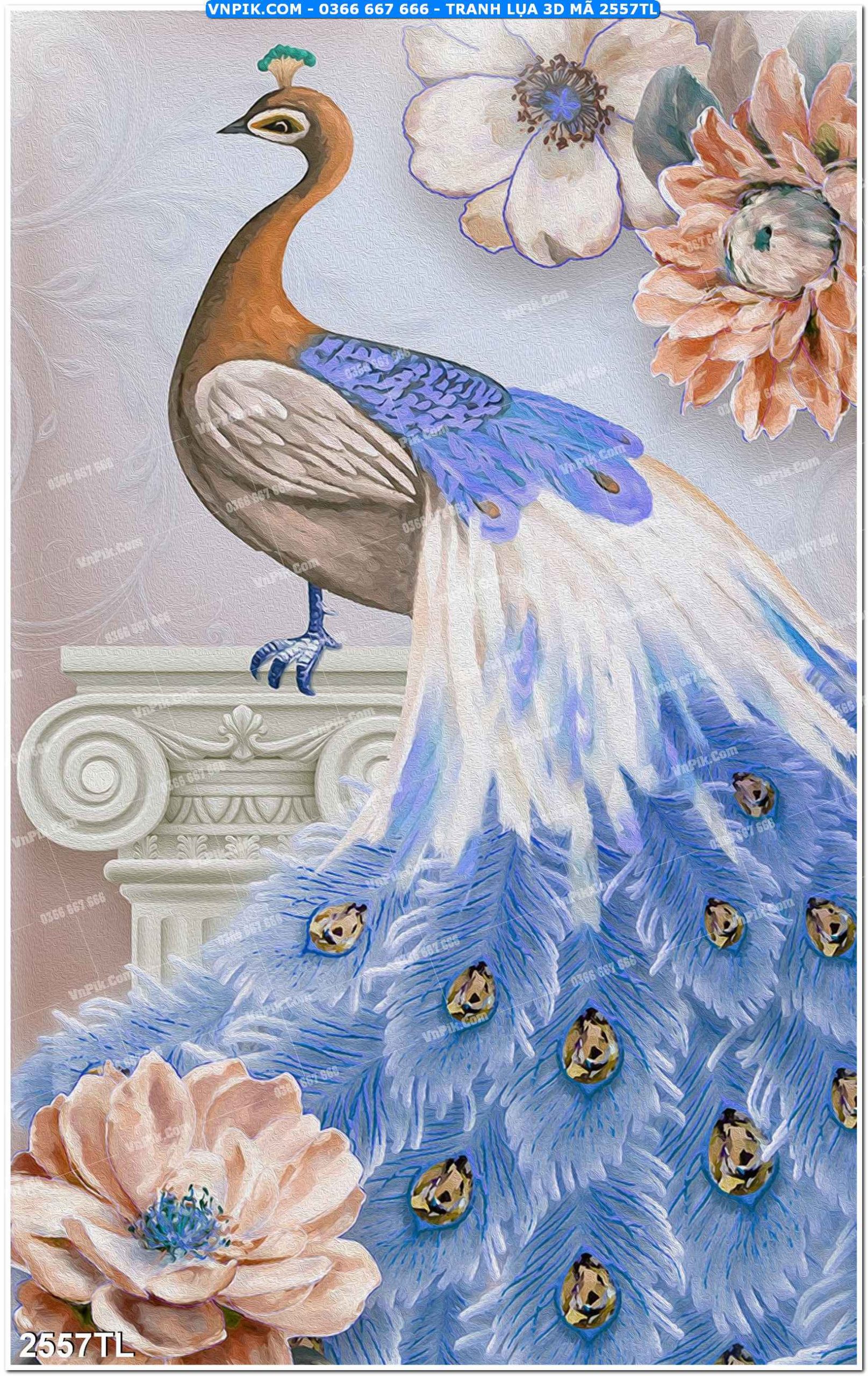 Tranh lụa 3D – Tranh trang trí dán tường 2557TL
