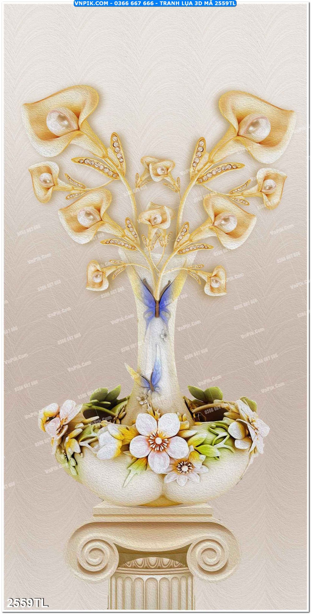 Tranh lụa 3D – Tranh trang trí dán tường 2559TL