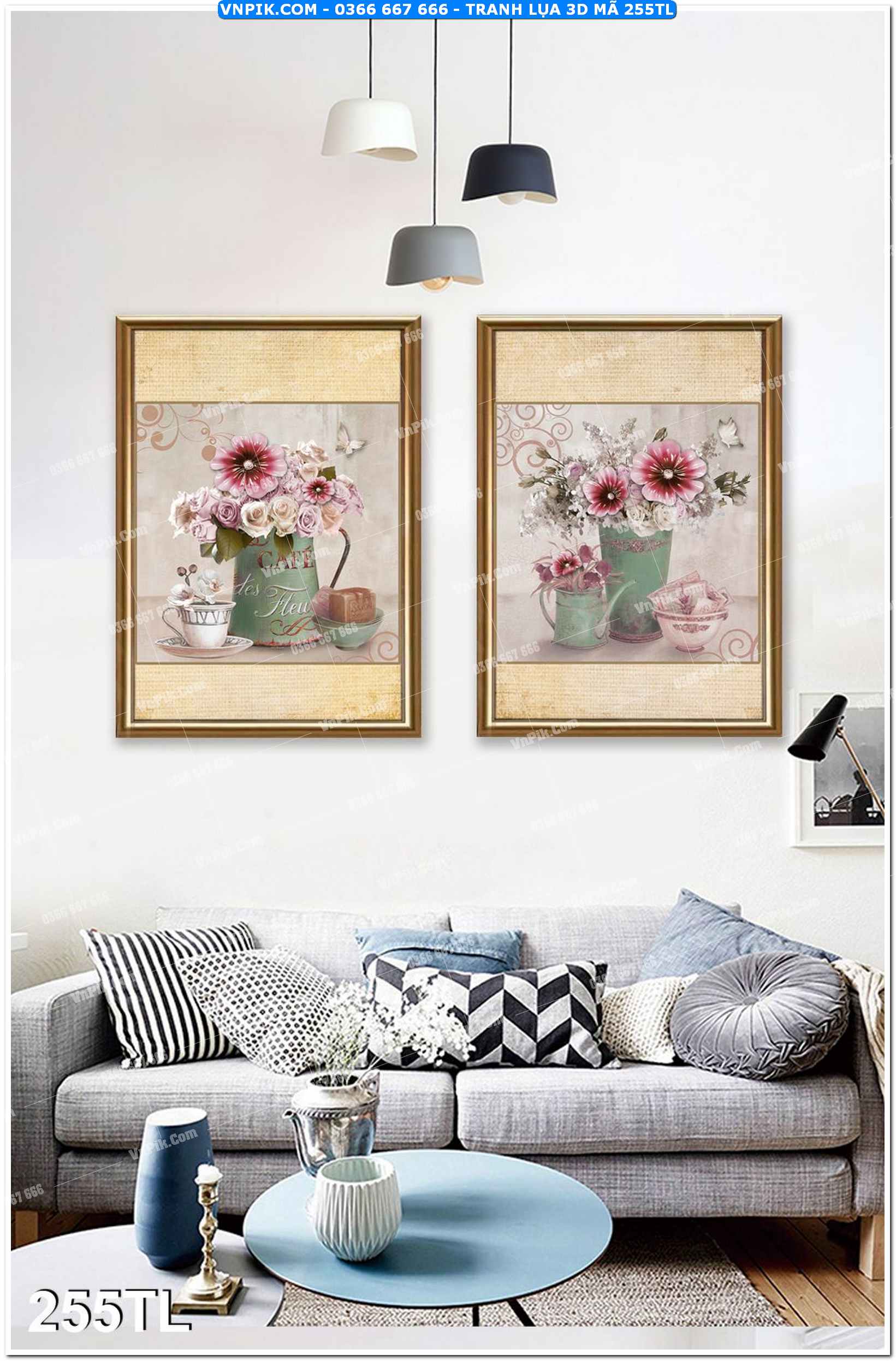 Tranh lụa 3D – Tranh trang trí dán tường 255TL