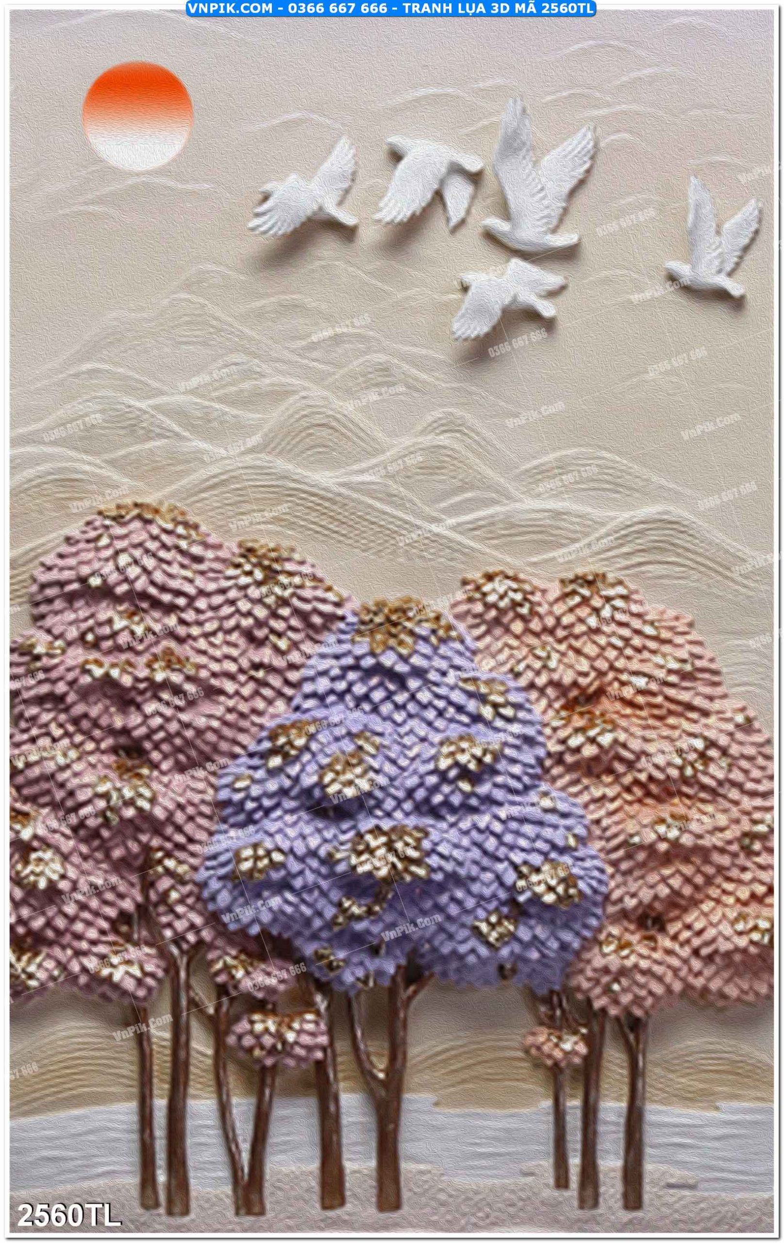 Tranh lụa 3D – Tranh trang trí dán tường 2560TL