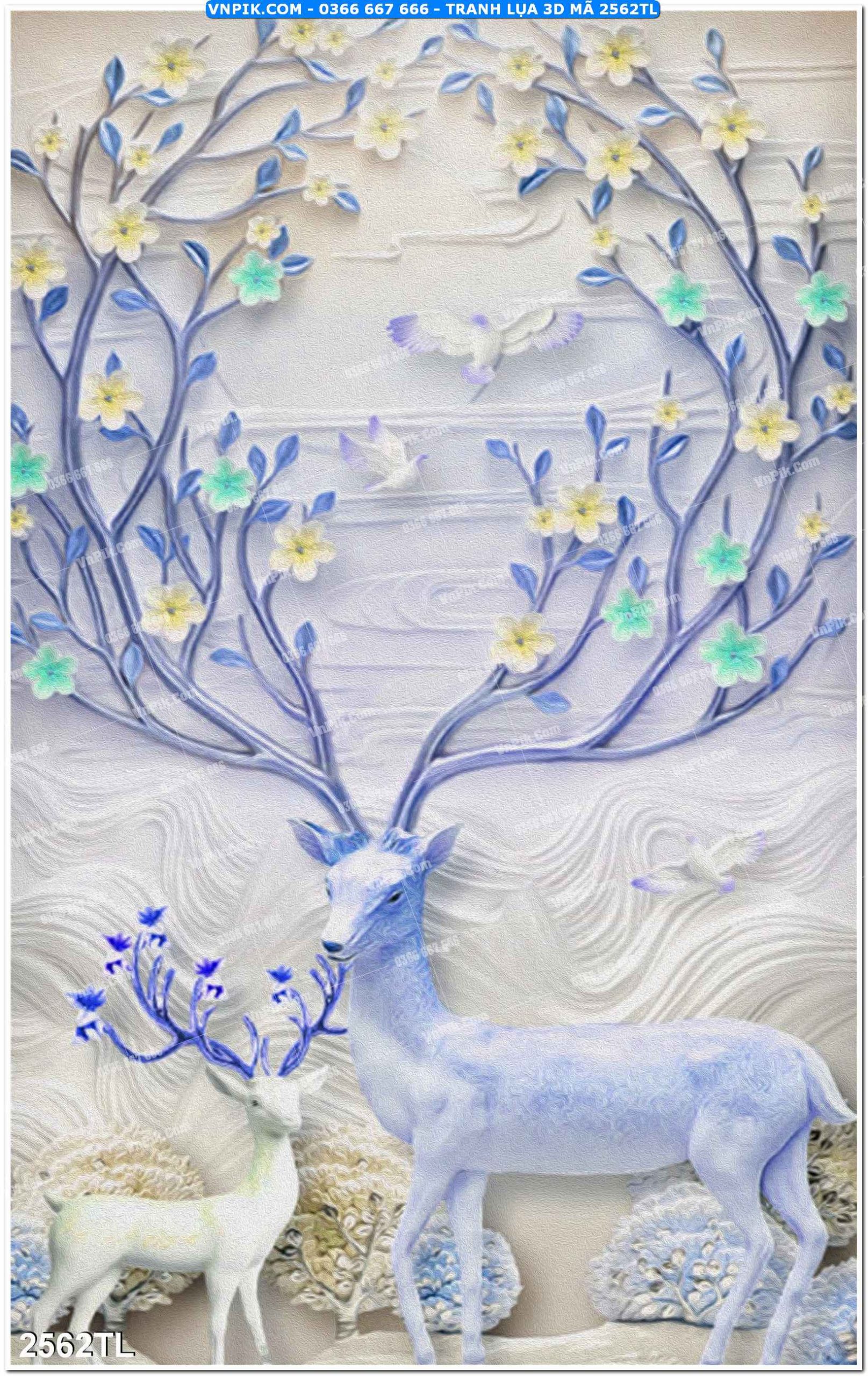 Tranh lụa 3D – Tranh trang trí dán tường 2562TL