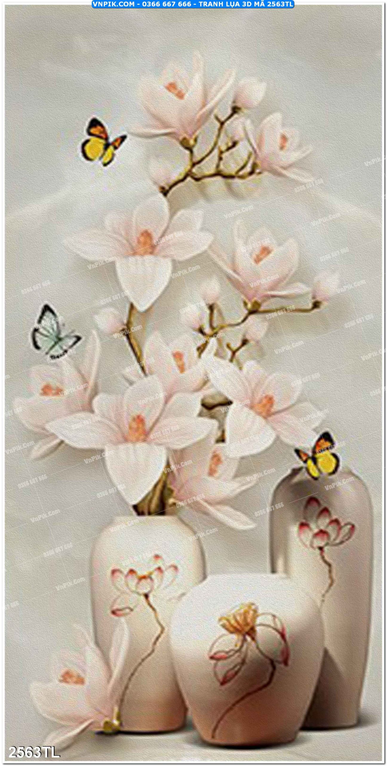 Tranh lụa 3D – Tranh trang trí dán tường 2563TL
