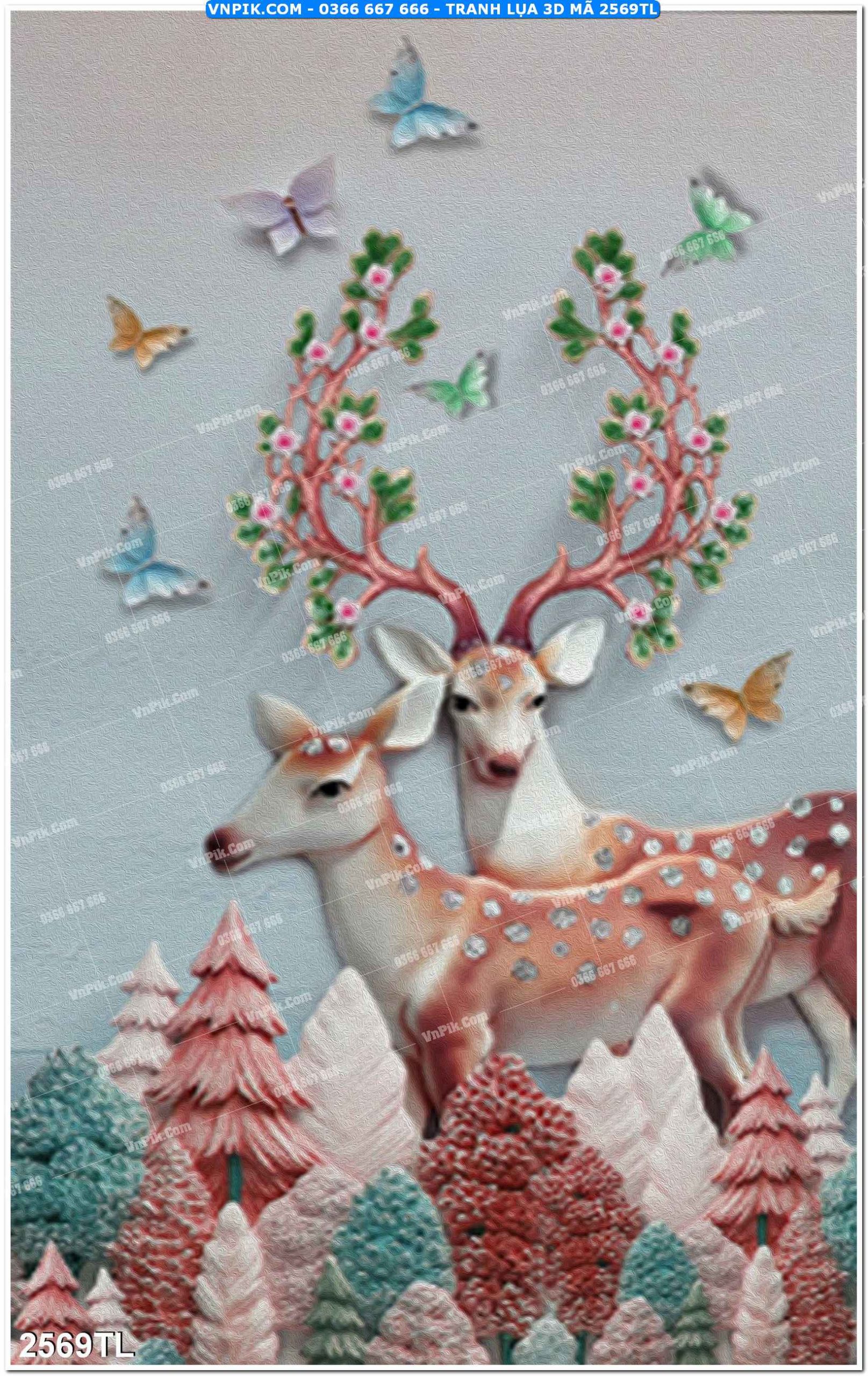 Tranh lụa 3D – Tranh trang trí dán tường 2569TL