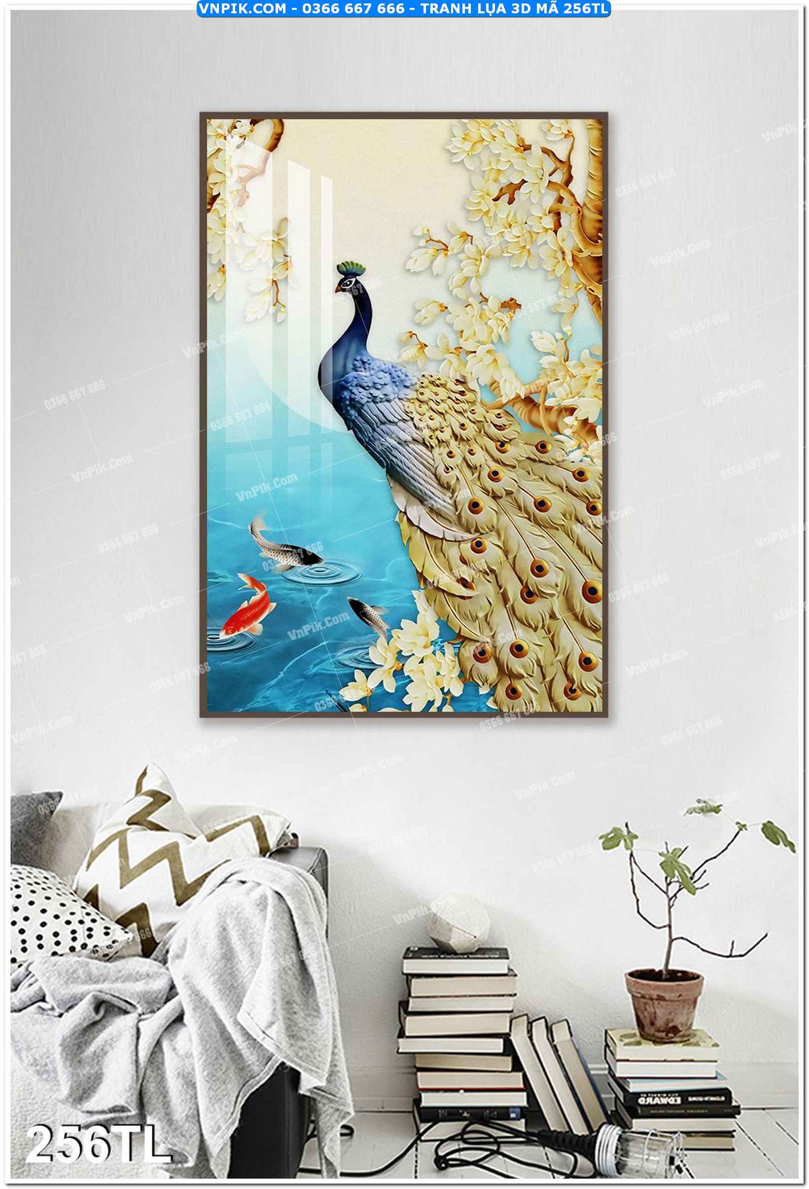 Tranh lụa 3D – Tranh trang trí dán tường 256TL