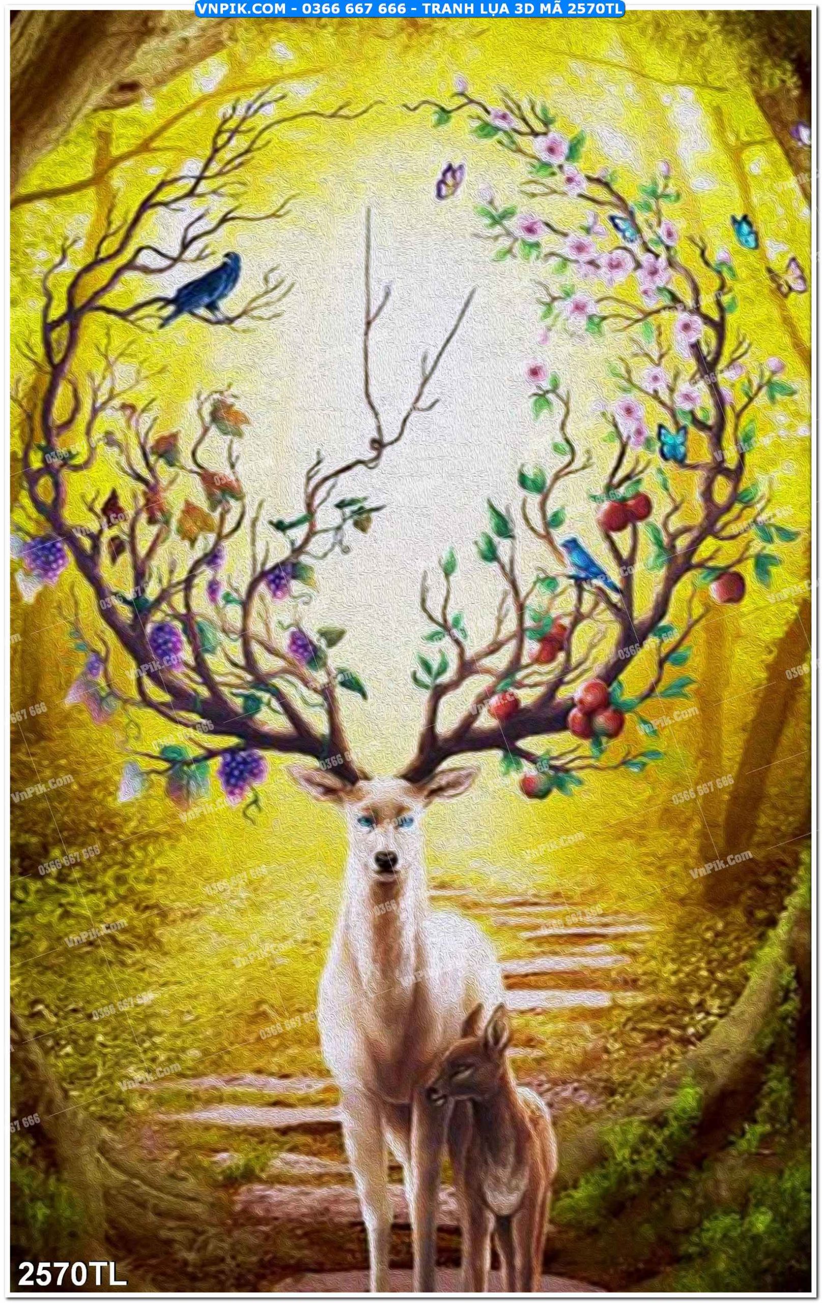 Tranh lụa 3D – Tranh trang trí dán tường 2570TL