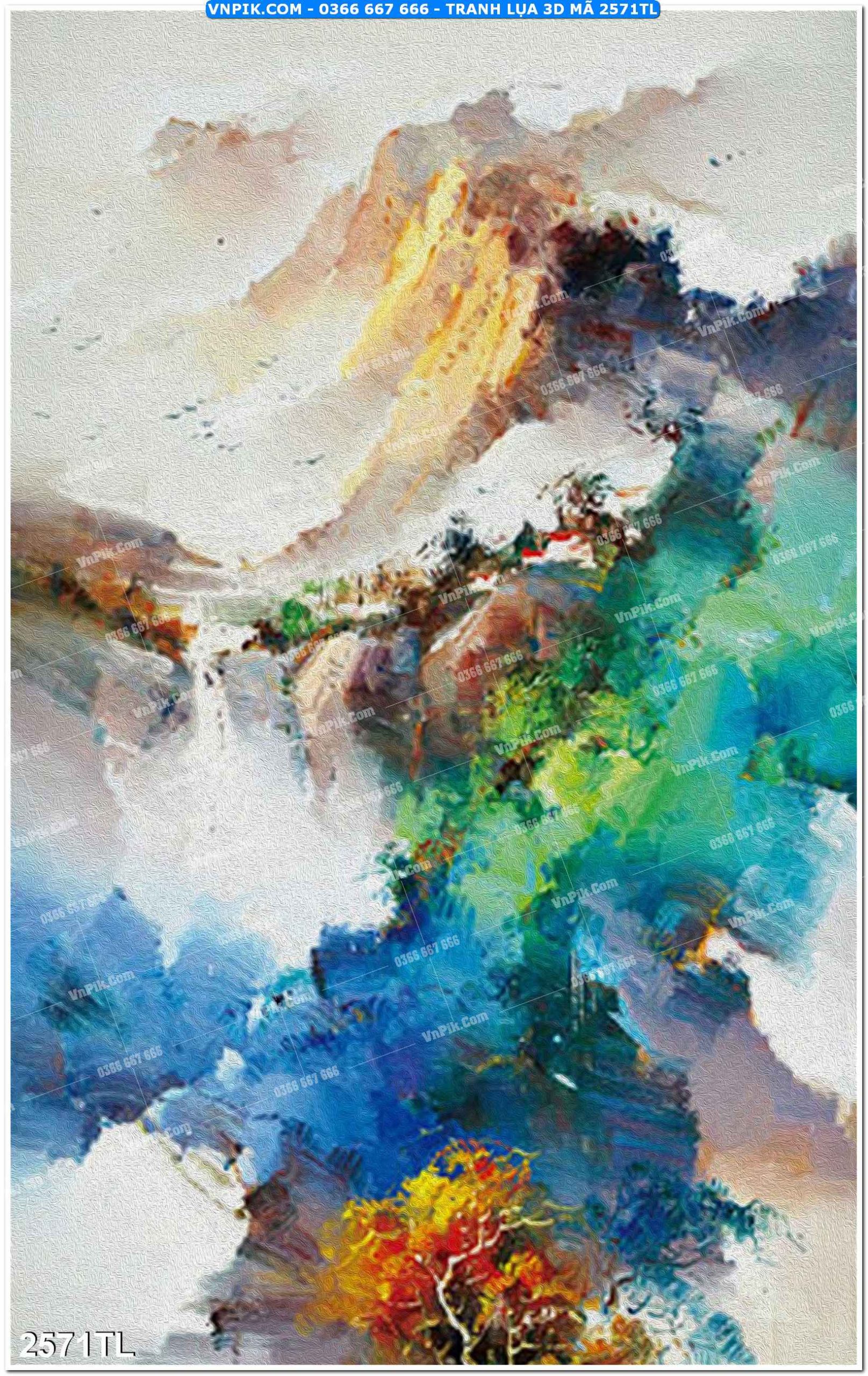 Tranh lụa 3D – Tranh trang trí dán tường 2571TL