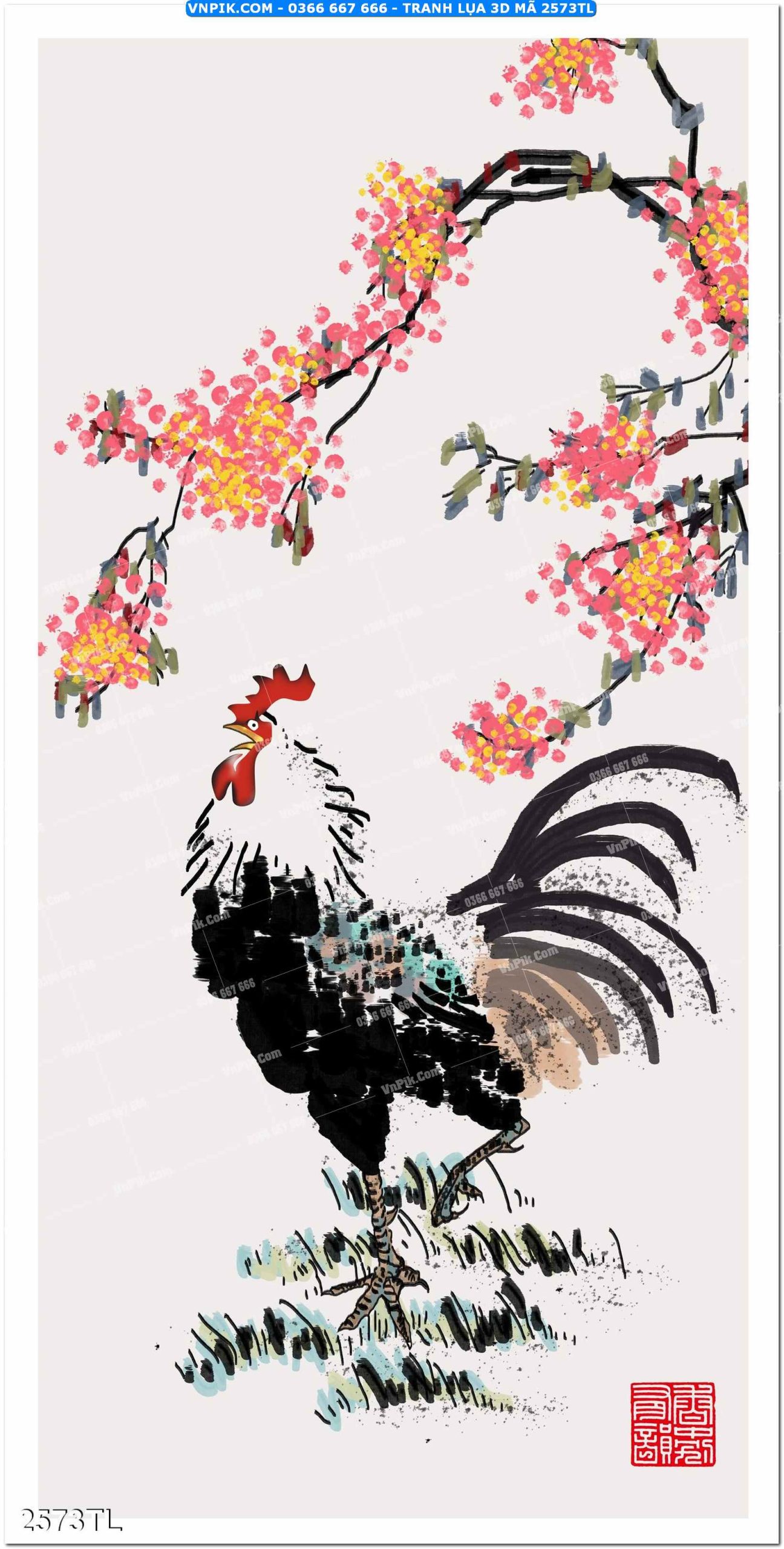 Tranh lụa 3D – Tranh trang trí dán tường 2573TL