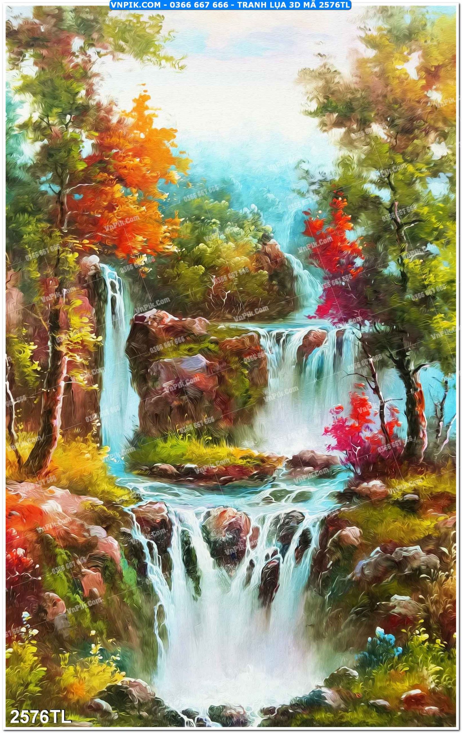 Tranh lụa 3D – Tranh trang trí dán tường 2576TL