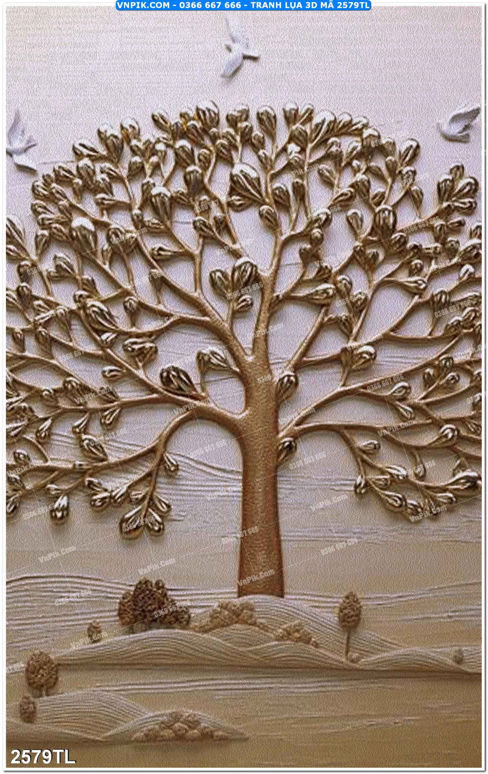 Tranh lụa 3D – Tranh trang trí dán tường 2579TL