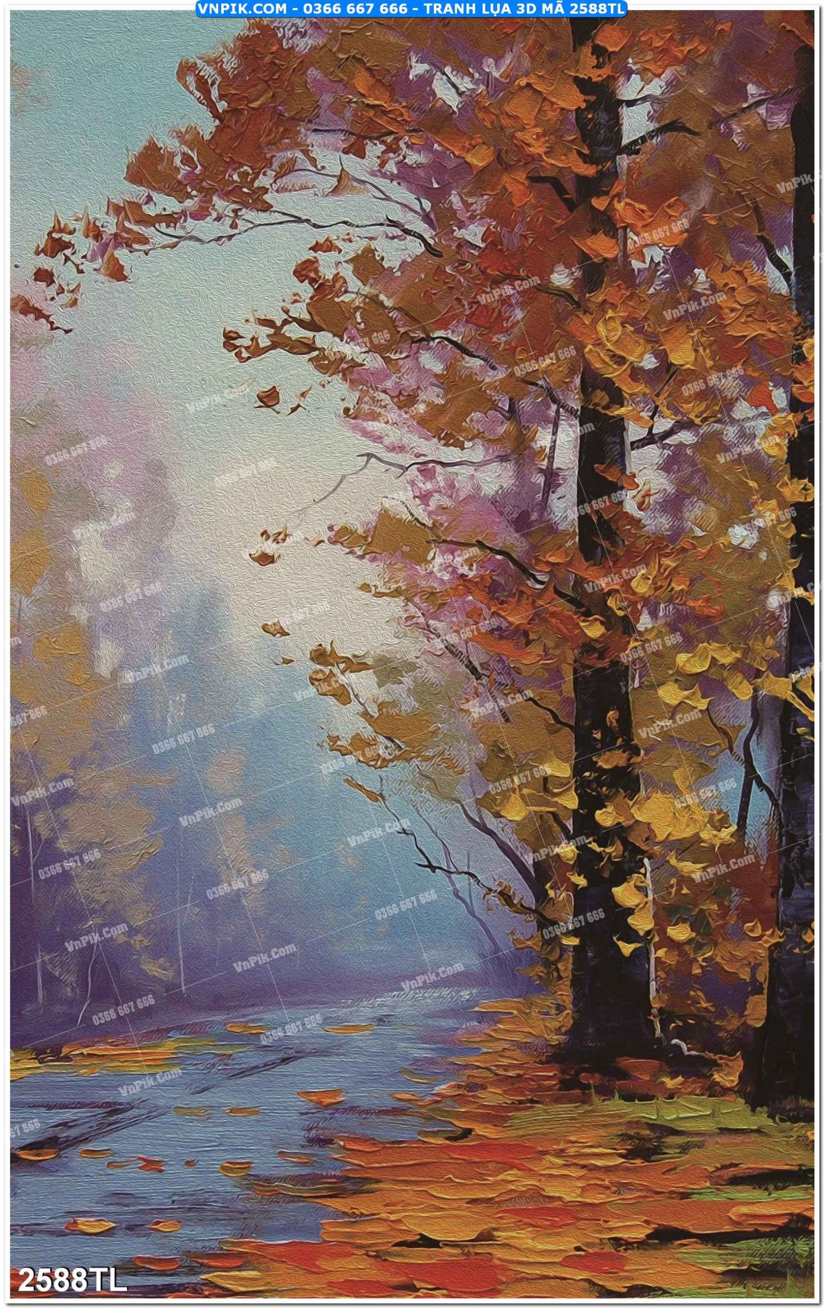 Tranh lụa 3D – Tranh trang trí dán tường 2588TL