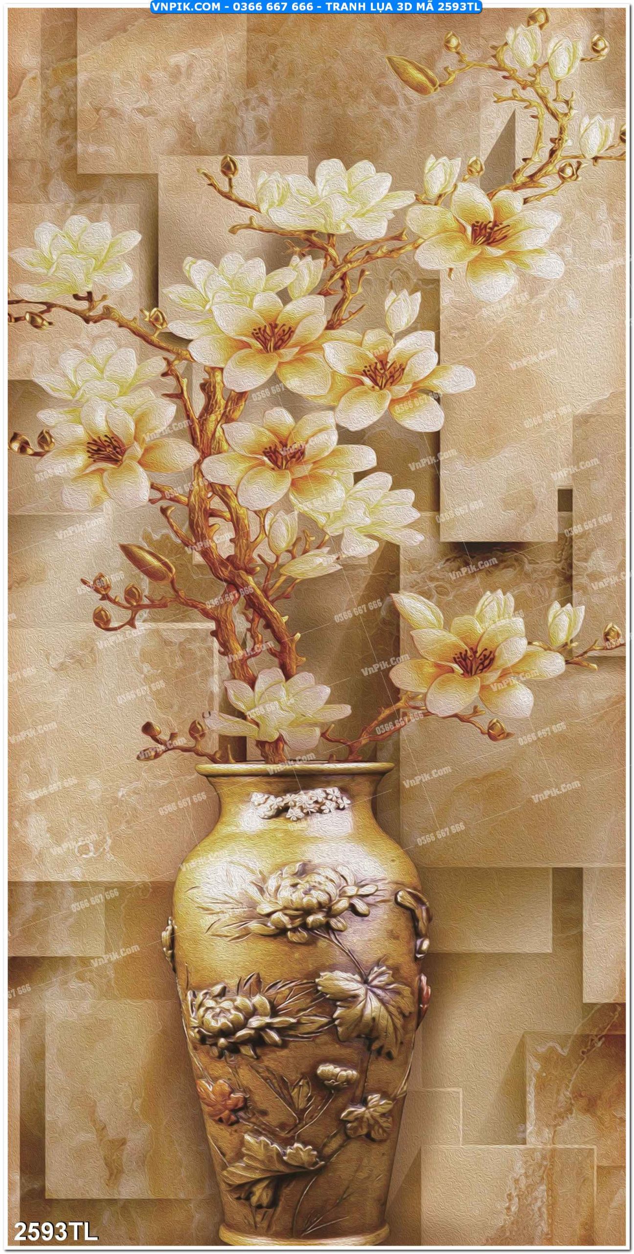 Tranh lụa 3D – Tranh trang trí dán tường 2593TL