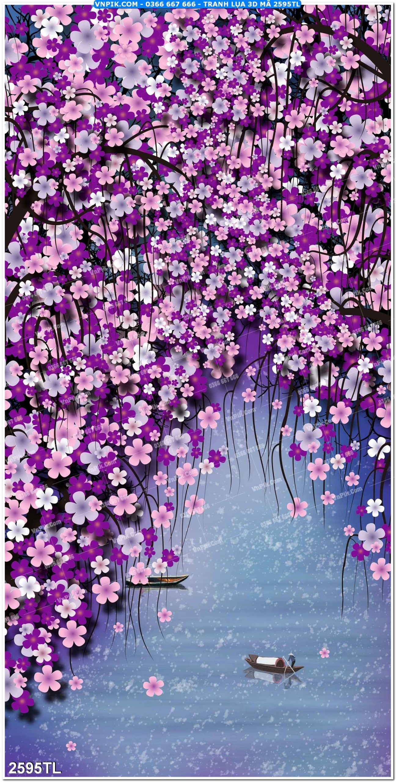 Tranh lụa 3D – Tranh trang trí dán tường 2595TL