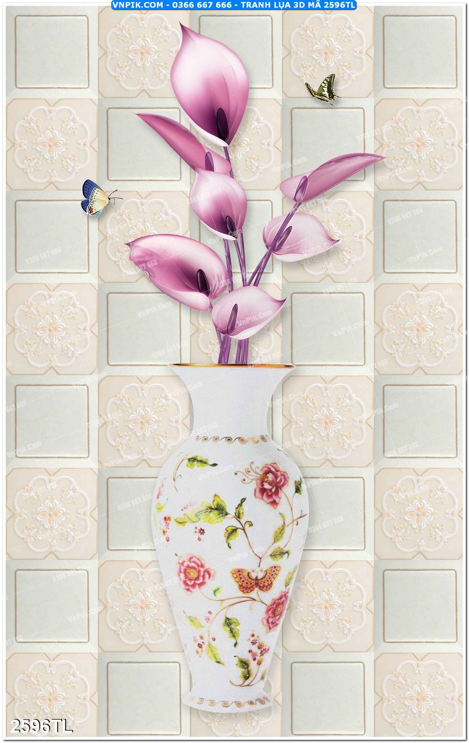 Tranh lụa 3D – Tranh trang trí dán tường 2596TL