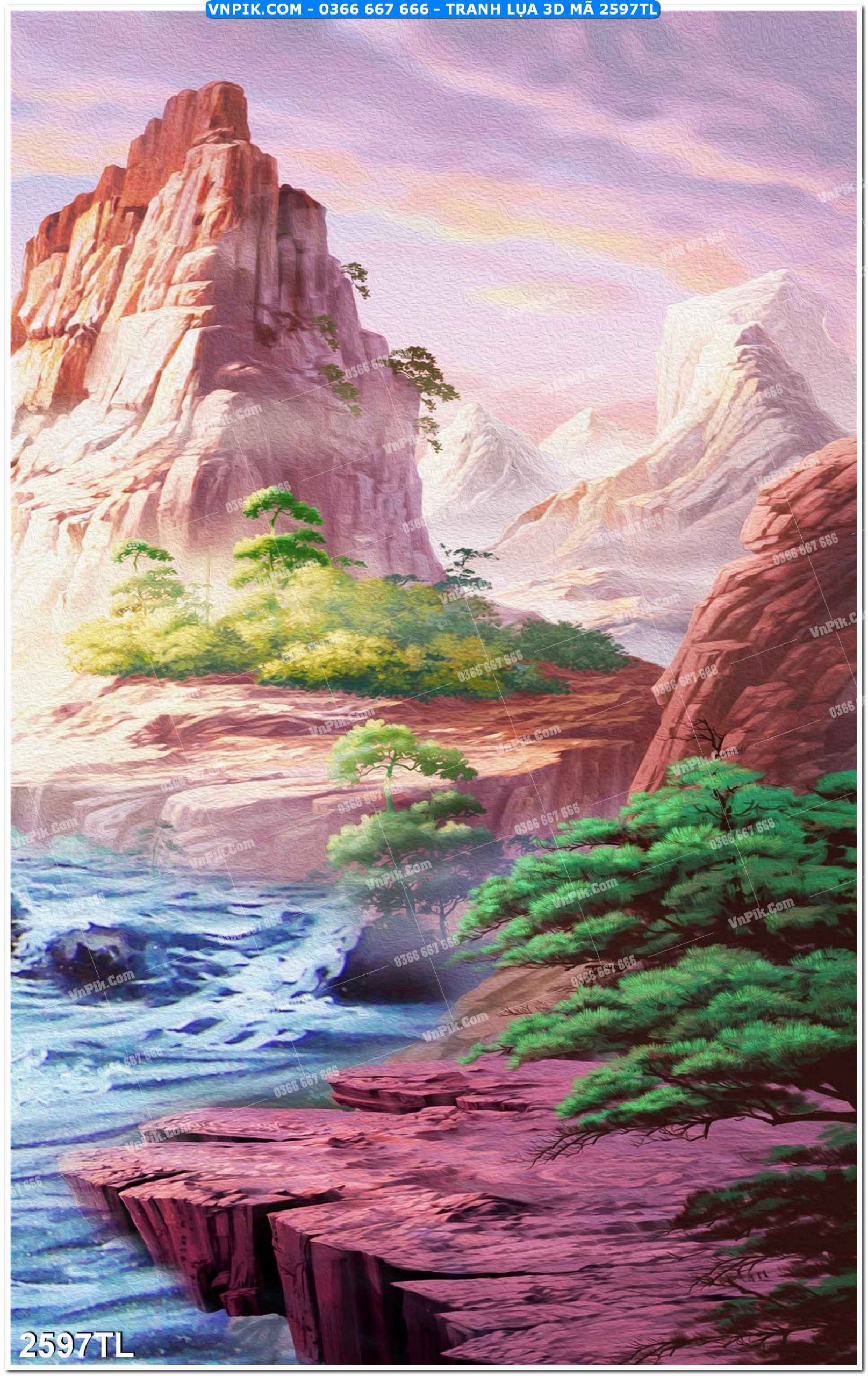 Tranh lụa 3D – Tranh trang trí dán tường 2597TL