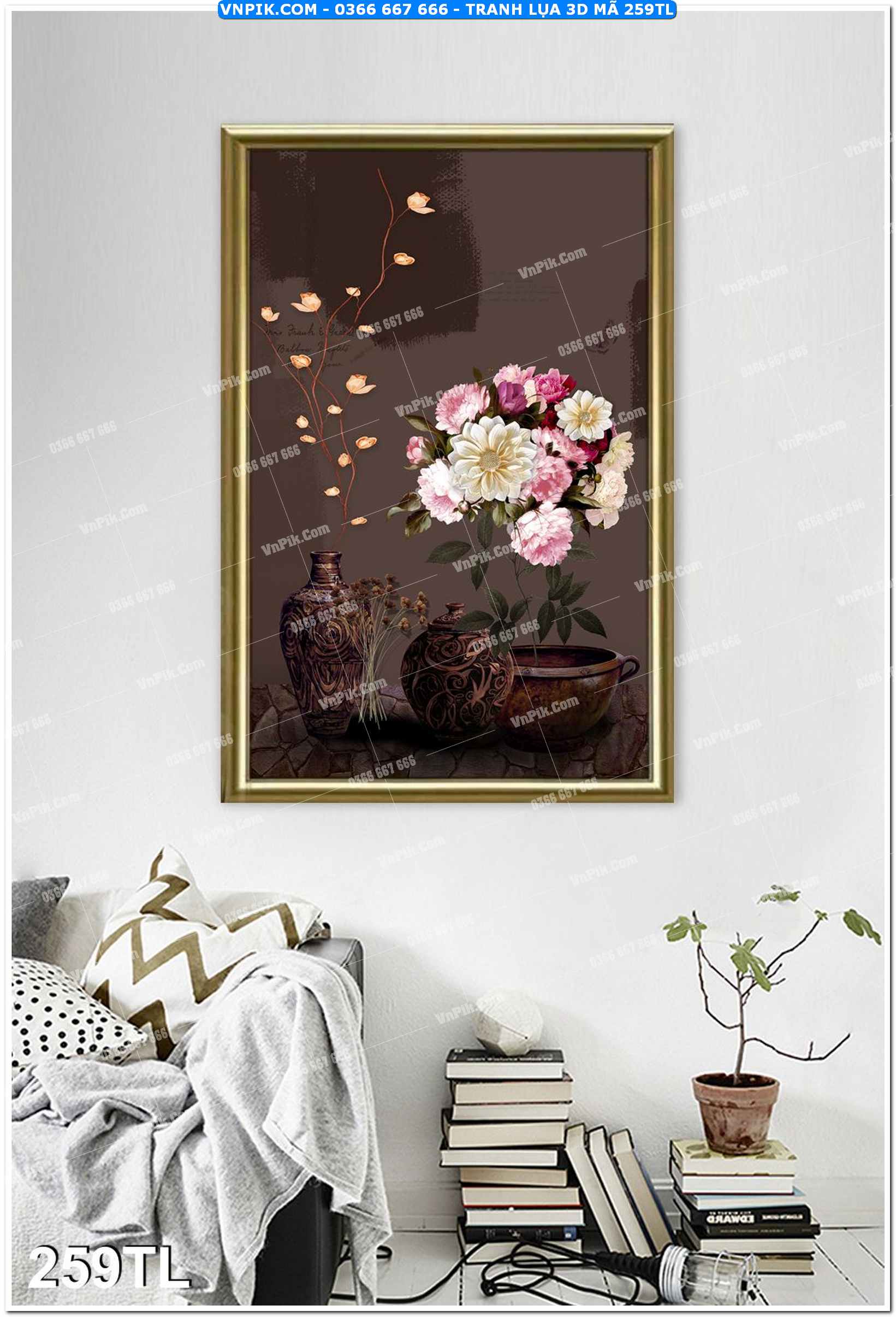 Tranh lụa 3D – Tranh trang trí dán tường 259TL