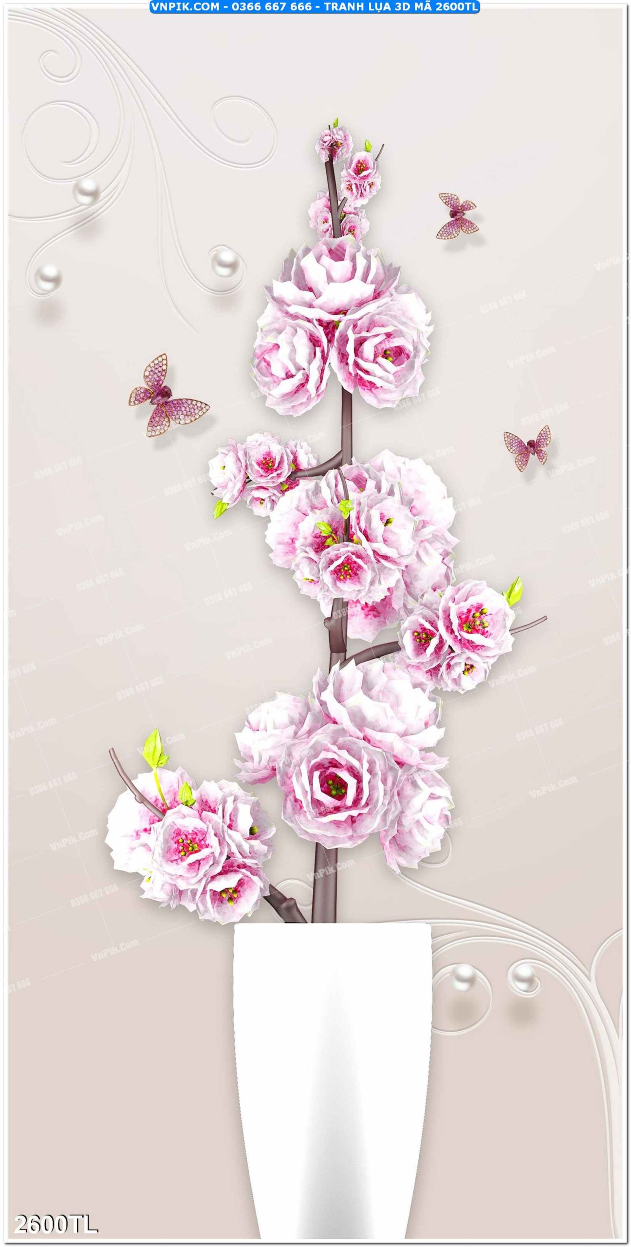 Tranh lụa 3D – Tranh trang trí dán tường 2600TL