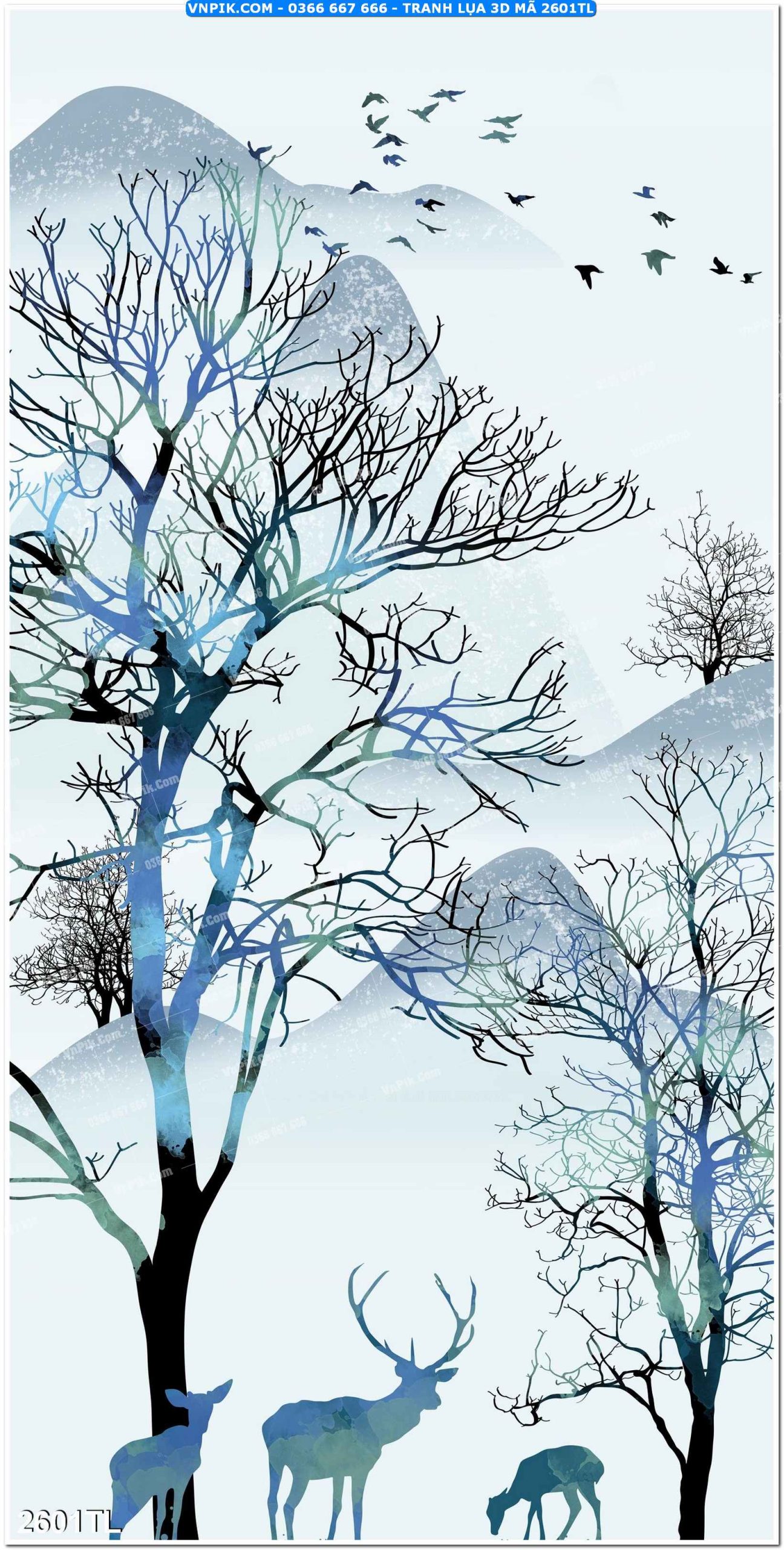 Tranh lụa 3D – Tranh trang trí dán tường 2601TL
