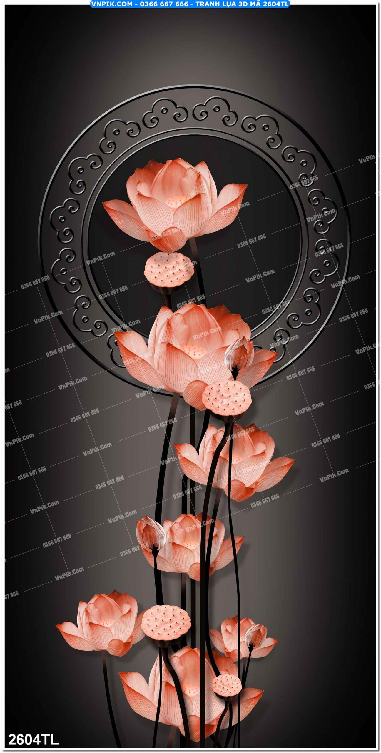 Tranh lụa 3D – Tranh trang trí dán tường 2604TL