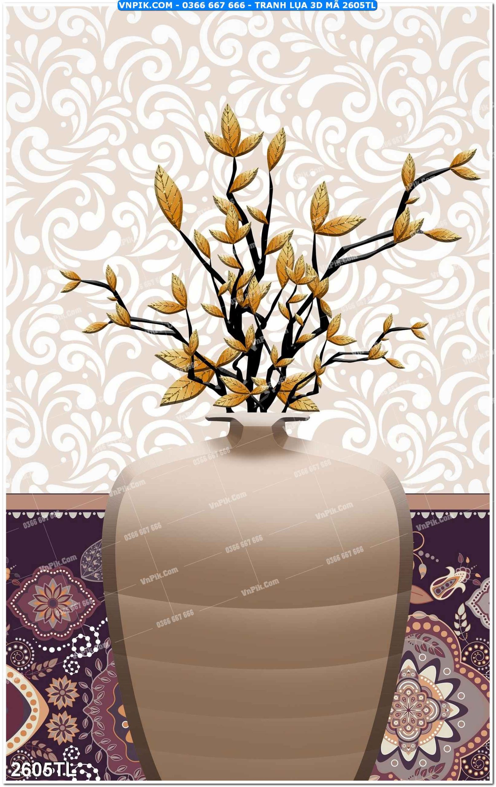 Tranh lụa 3D – Tranh trang trí dán tường 2605TL