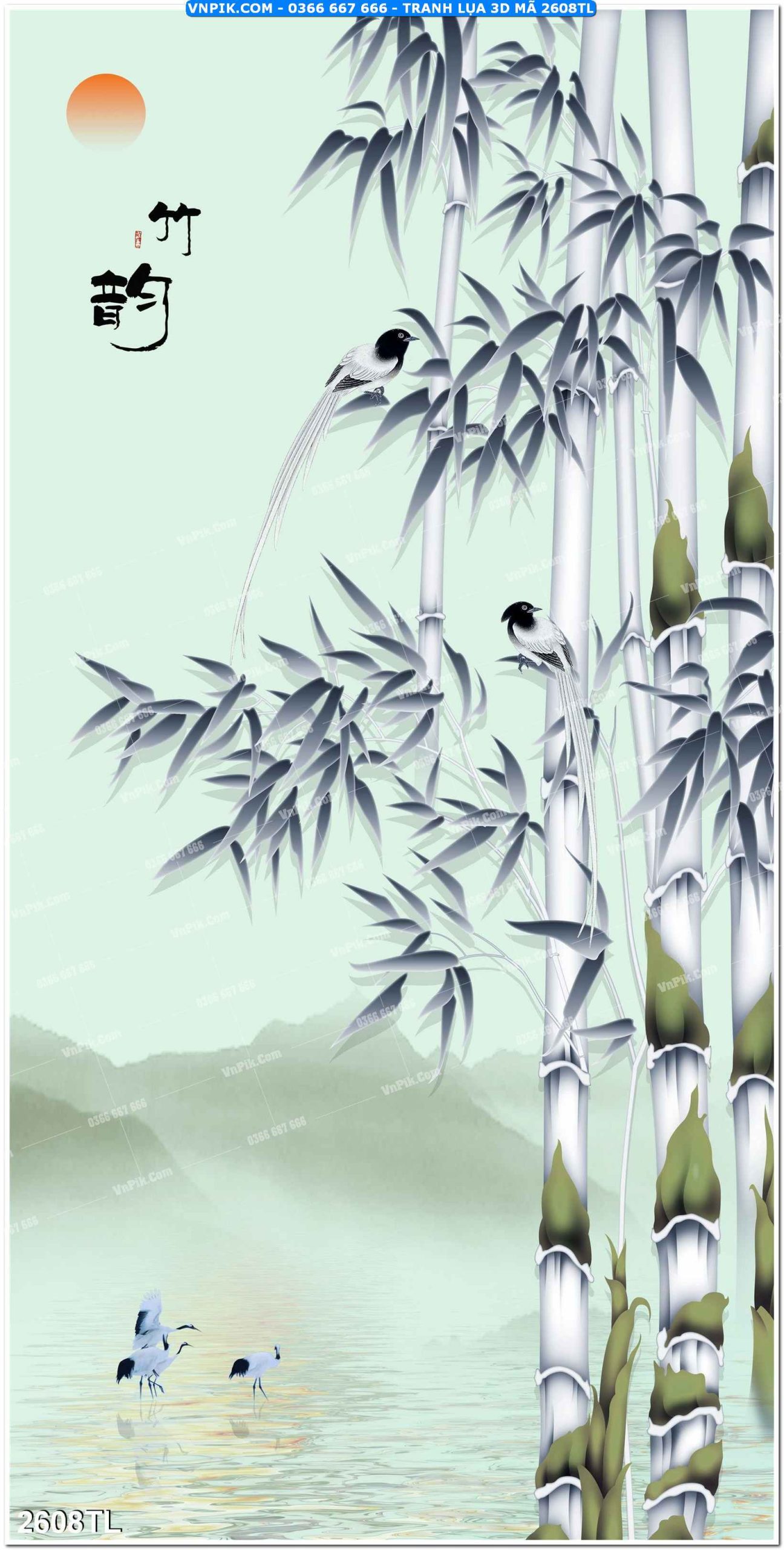 Tranh lụa 3D – Tranh trang trí dán tường 2608TL