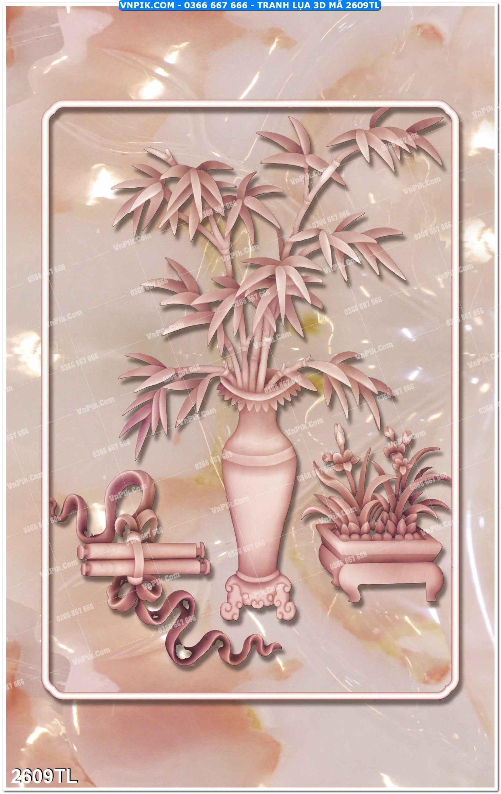 Tranh lụa 3D – Tranh trang trí dán tường 2609TL