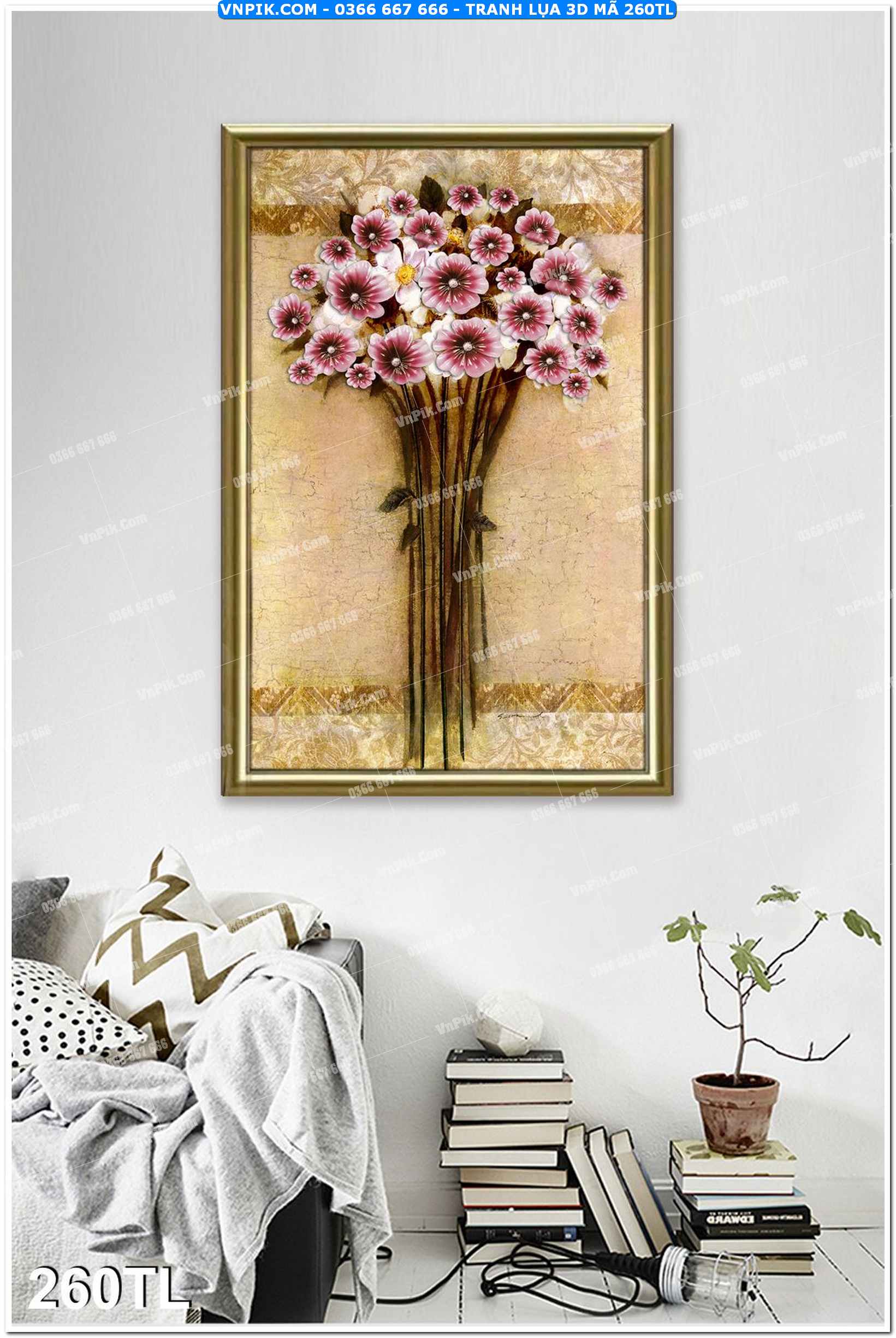 Tranh lụa 3D – Tranh trang trí dán tường 260TL