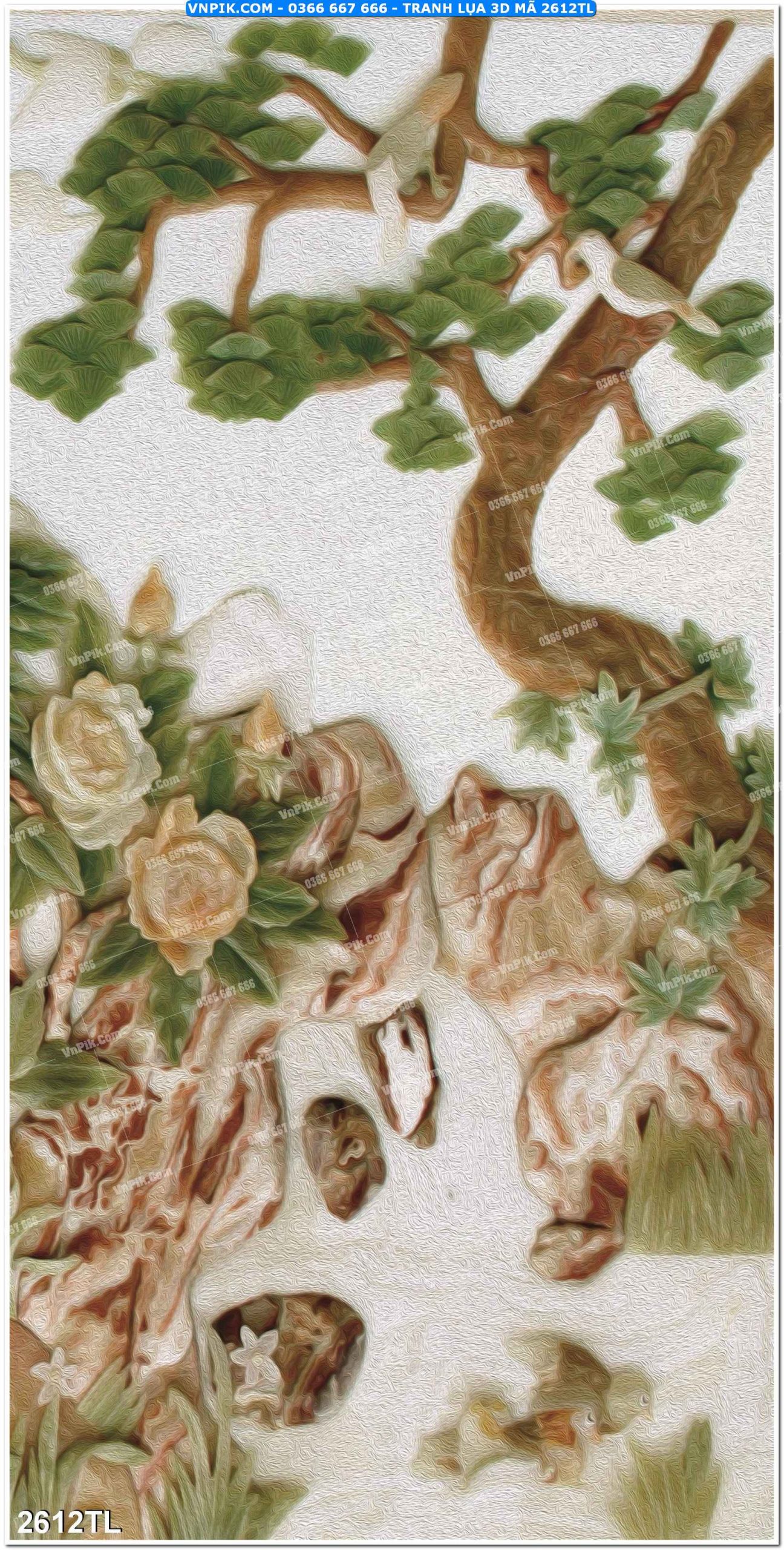 Tranh lụa 3D – Tranh trang trí dán tường 2612TL