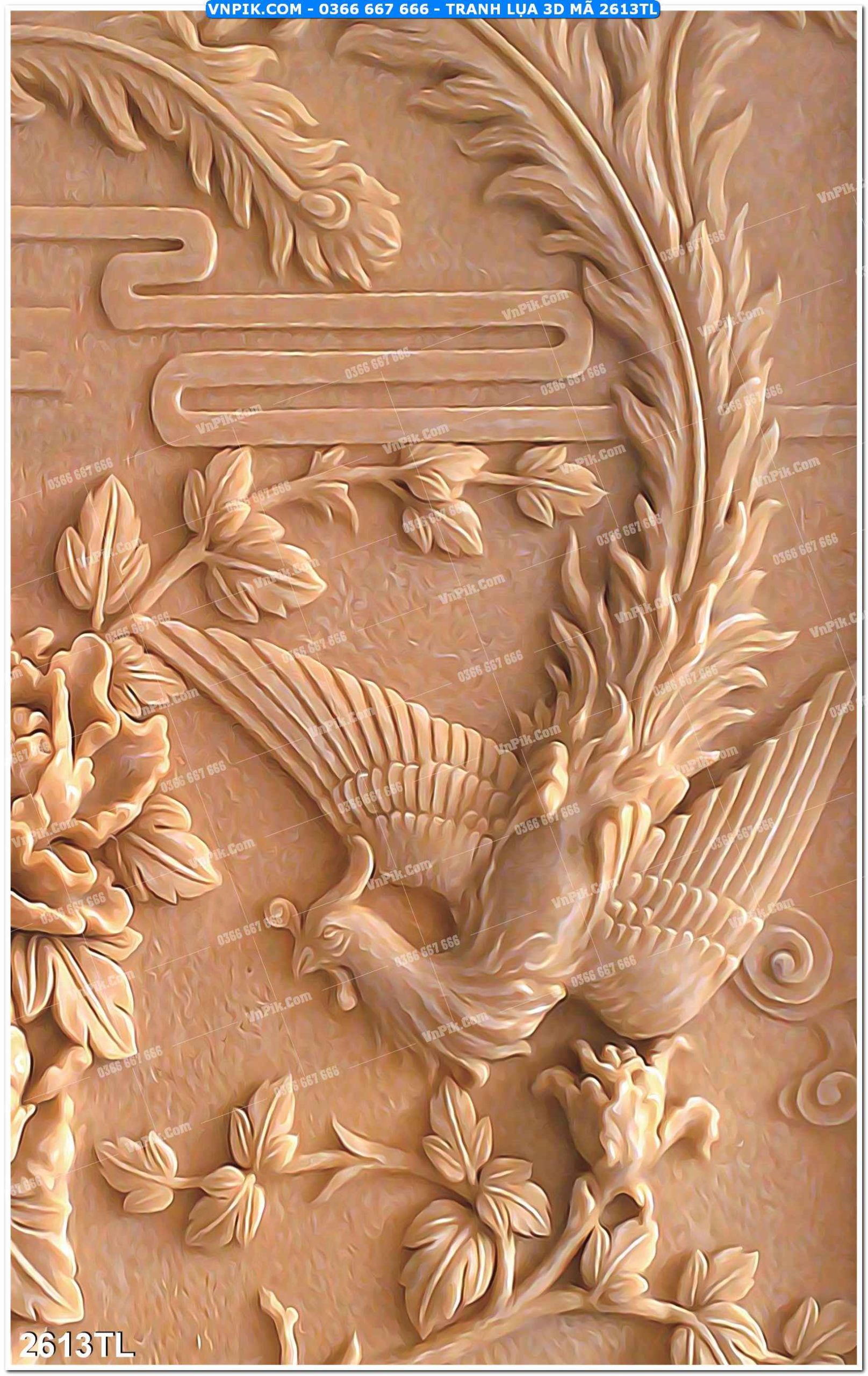 Tranh lụa 3D – Tranh trang trí dán tường 2613TL