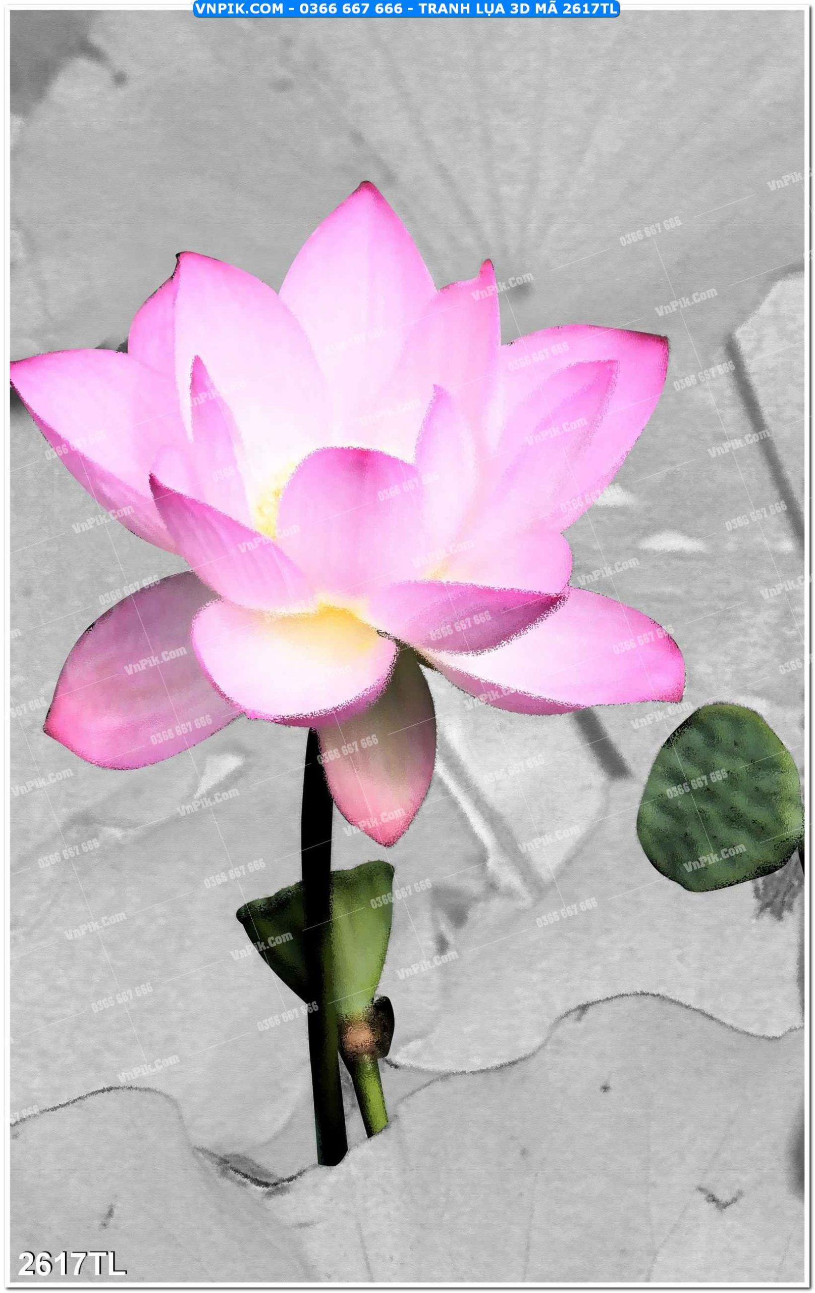 Tranh lụa 3D – Tranh trang trí dán tường 2617TL