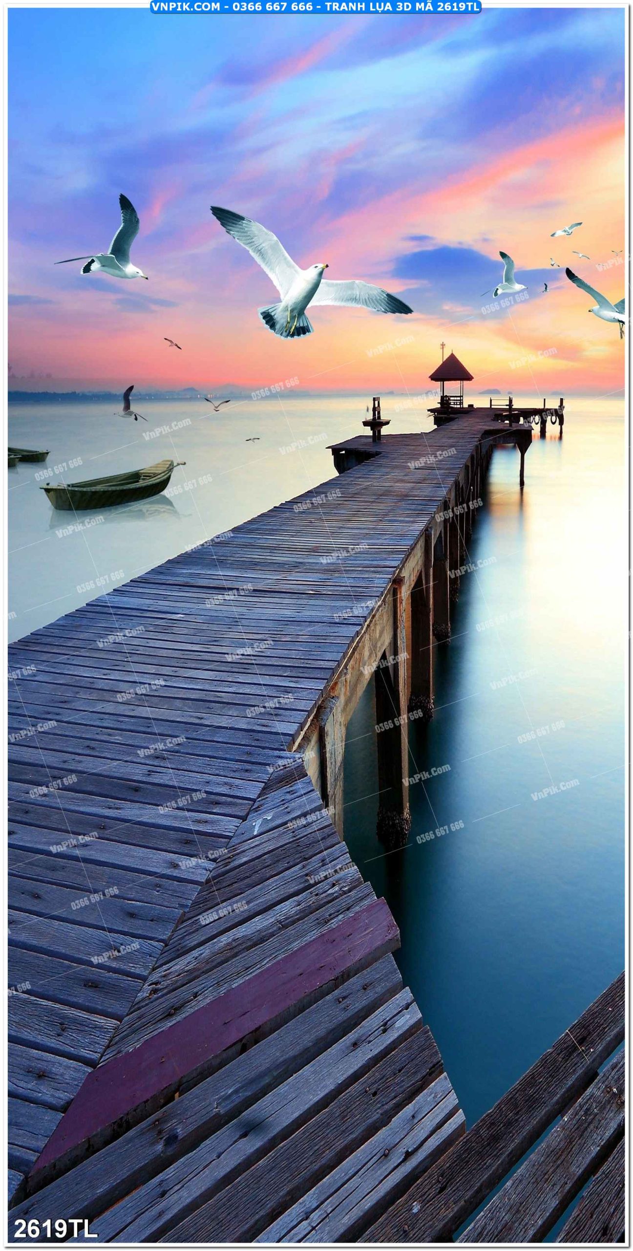 Tranh lụa 3D – Tranh trang trí dán tường 2619TL