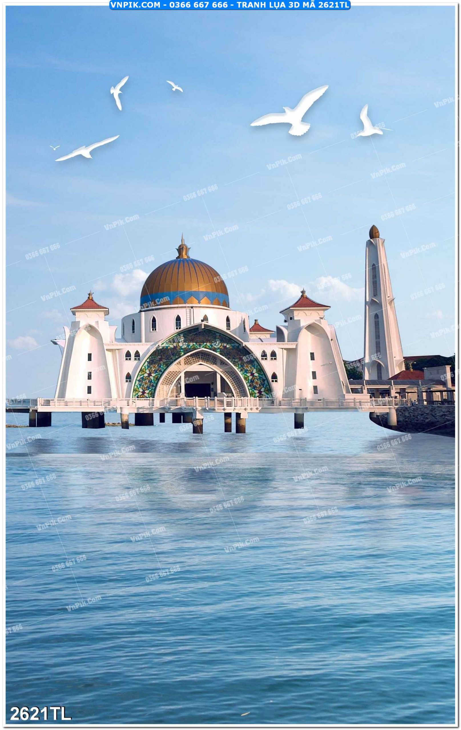 Tranh lụa 3D – Tranh trang trí dán tường 2621TL