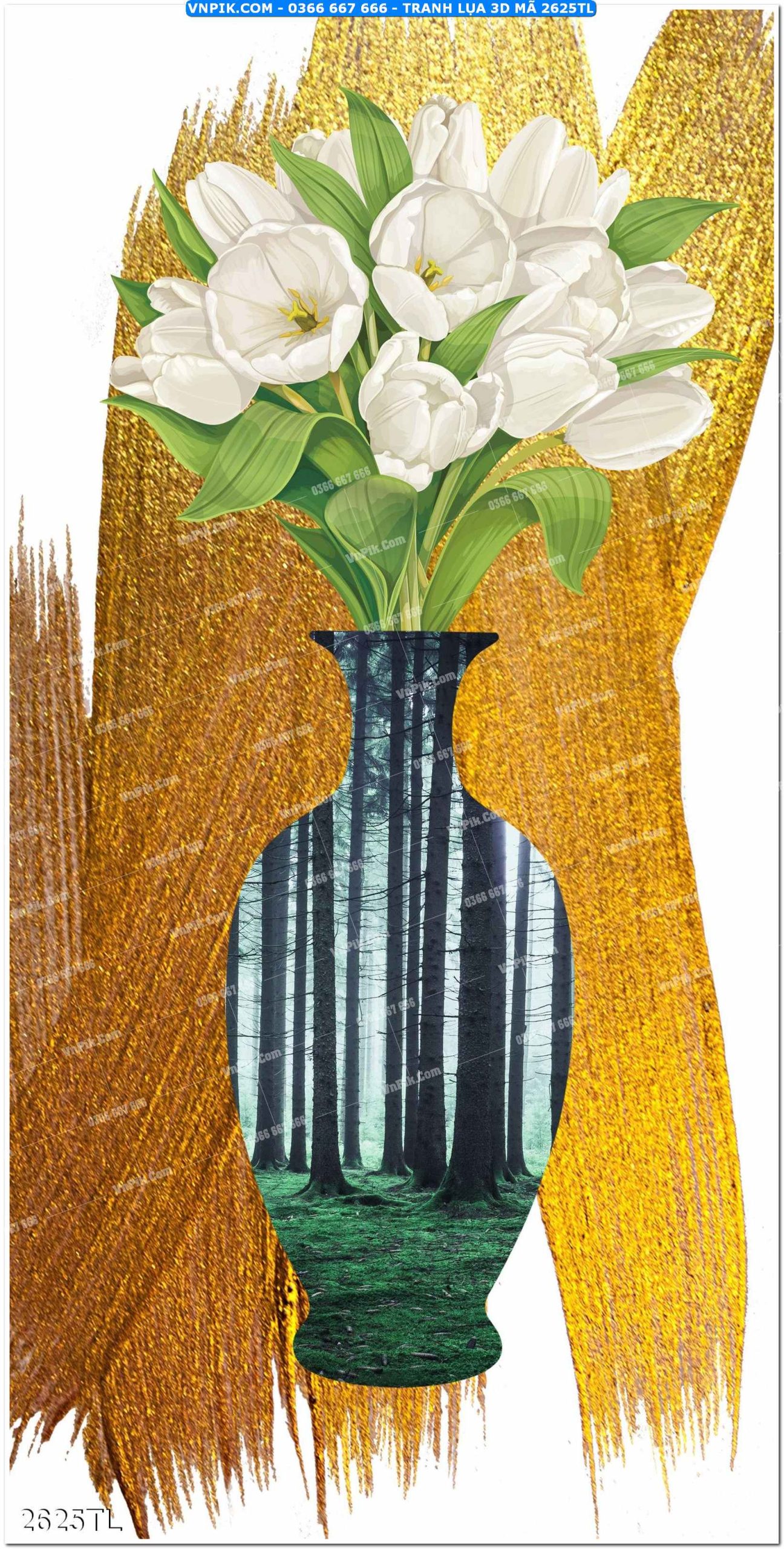 Tranh lụa 3D – Tranh trang trí dán tường 2625TL