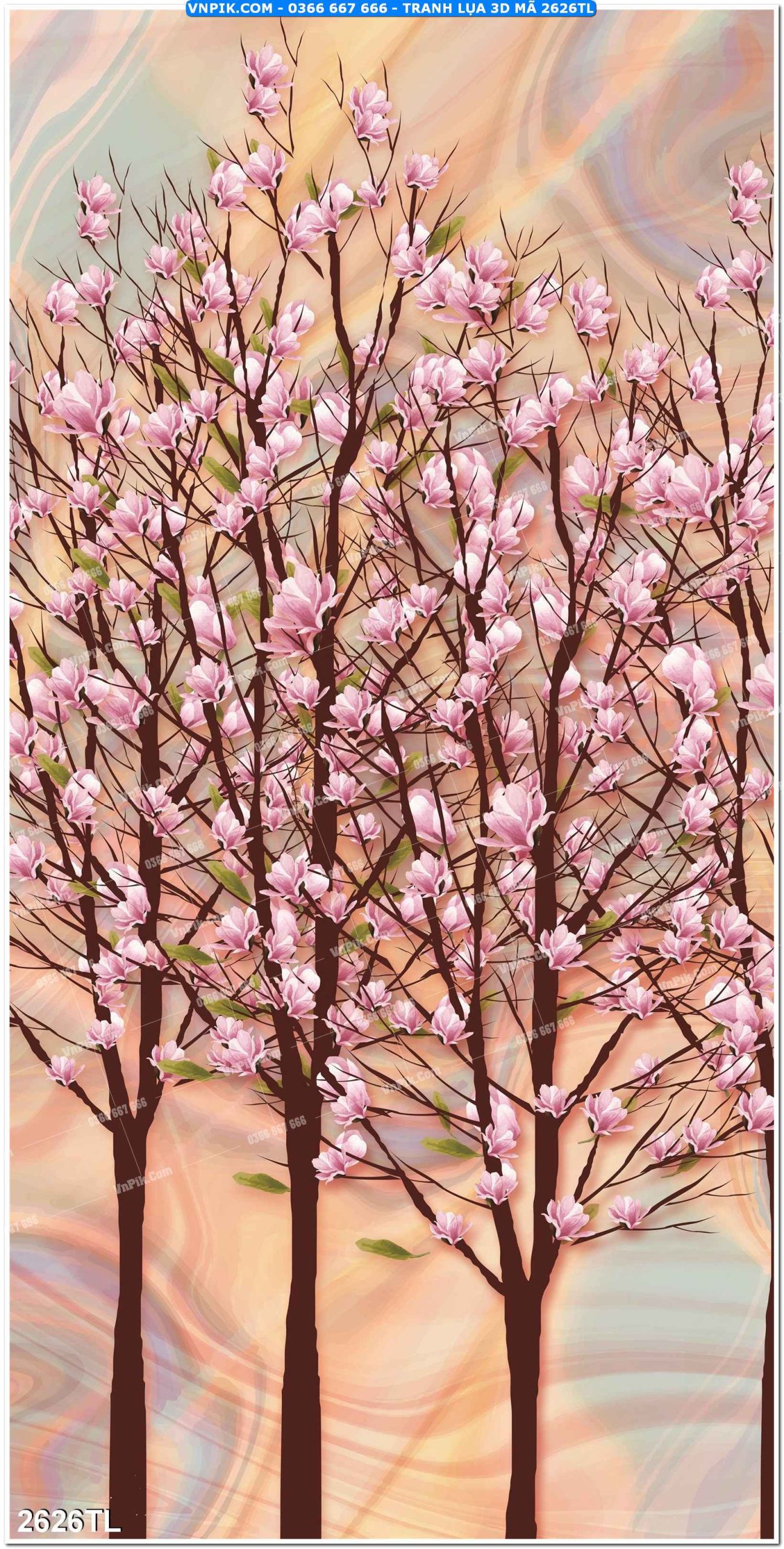 Tranh lụa 3D – Tranh trang trí dán tường 2626TL