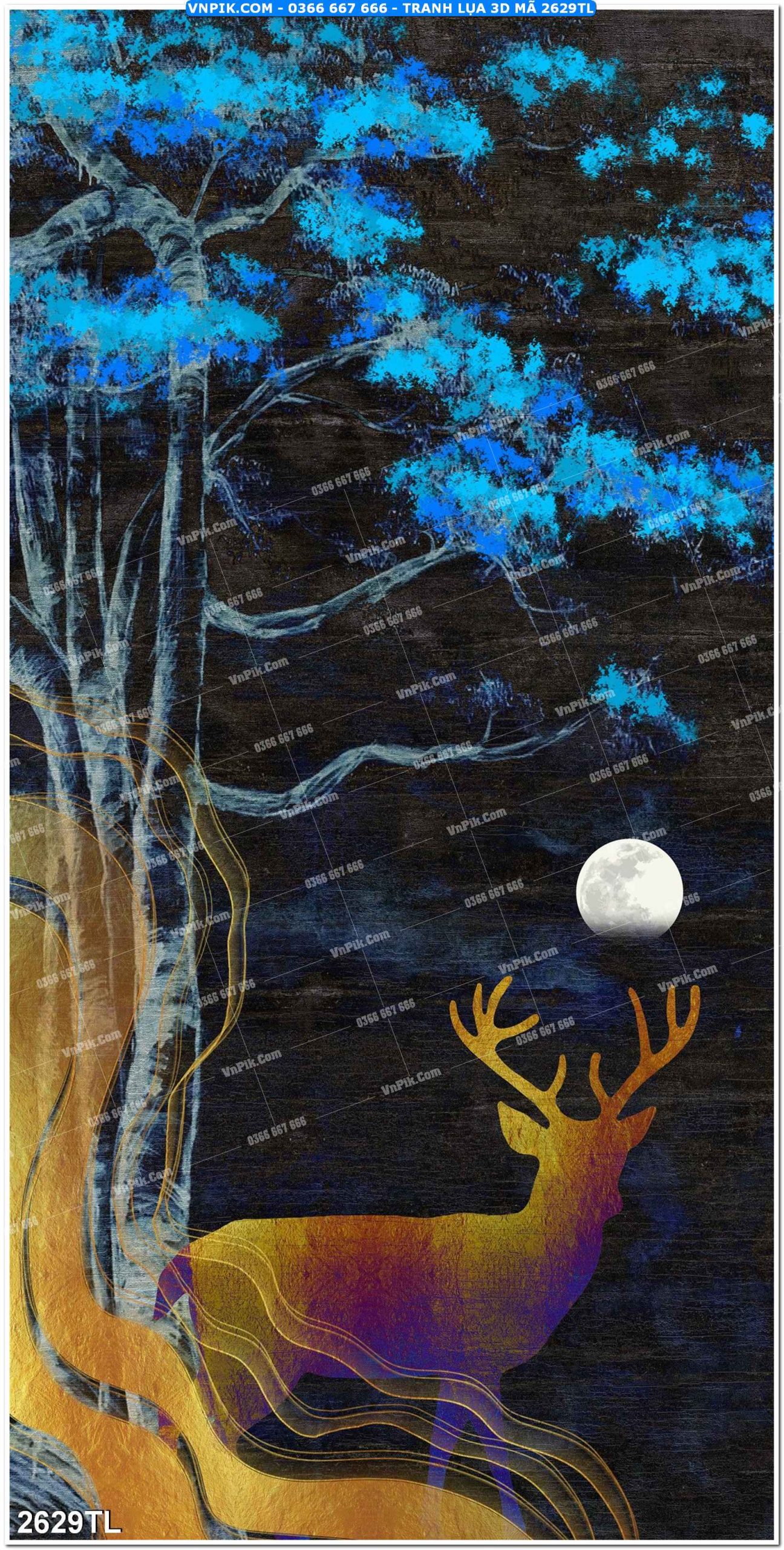 Tranh lụa 3D – Tranh trang trí dán tường 2629TL