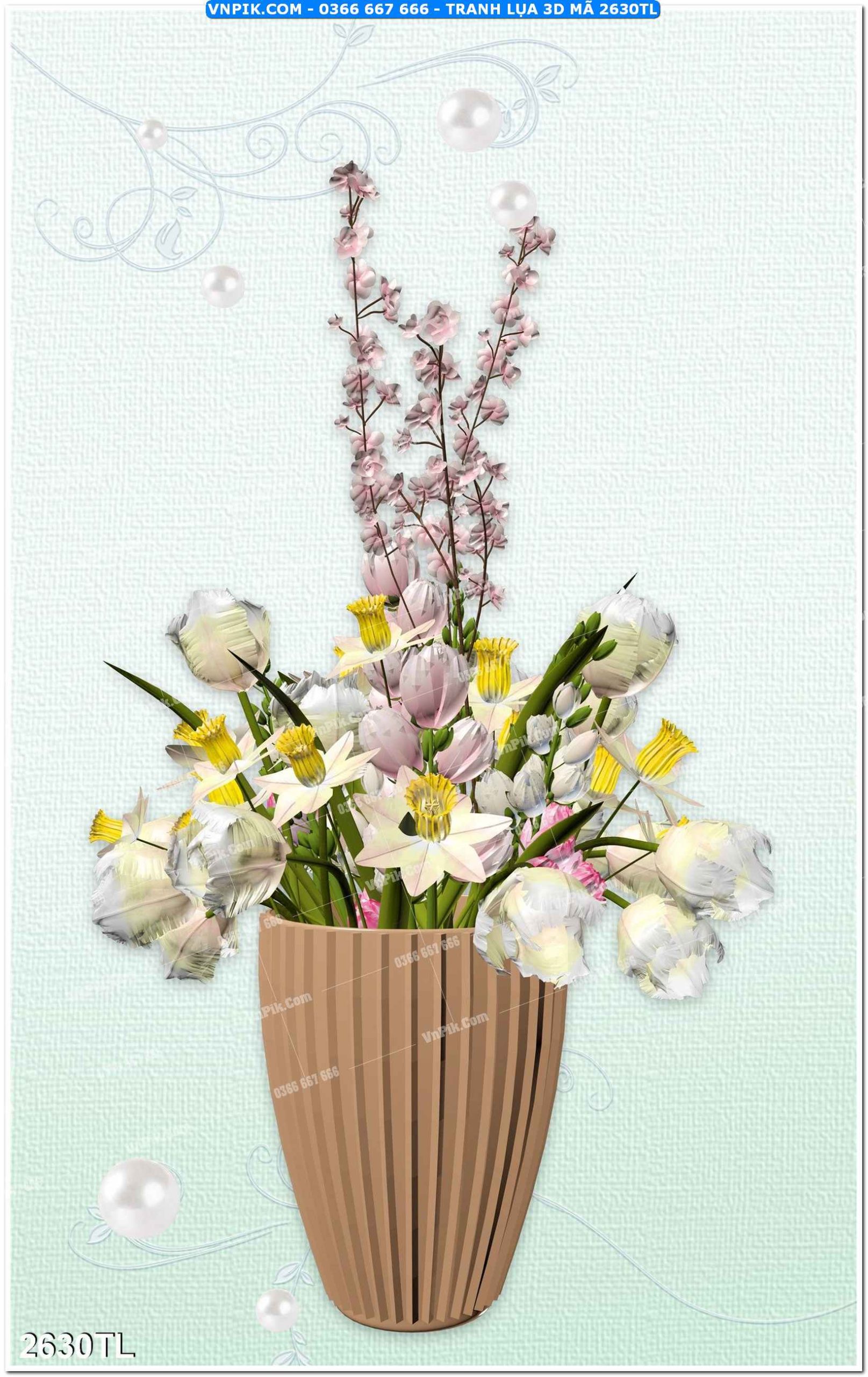 Tranh lụa 3D – Tranh trang trí dán tường 2630TL