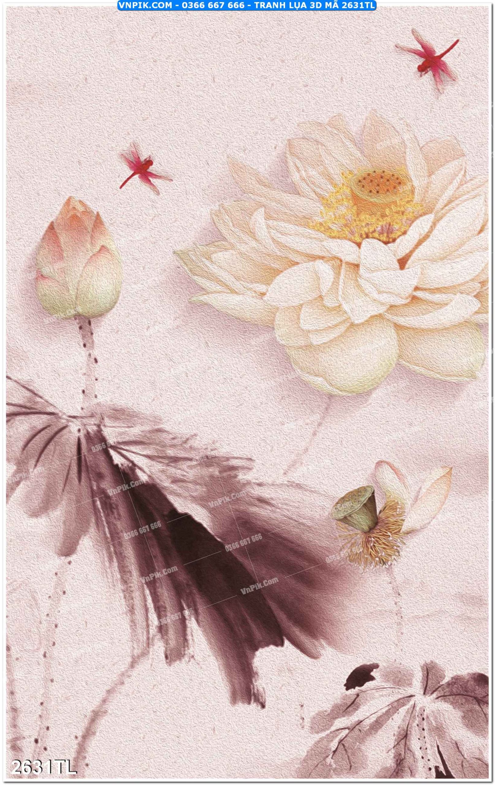 Tranh lụa 3D – Tranh trang trí dán tường 2631TL