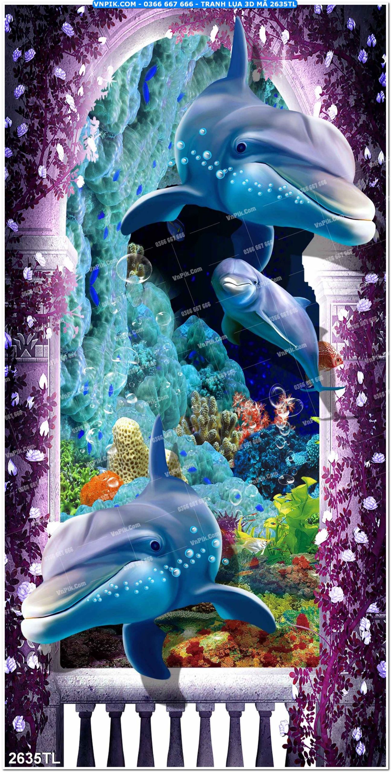 Tranh lụa 3D – Tranh trang trí dán tường 2635TL