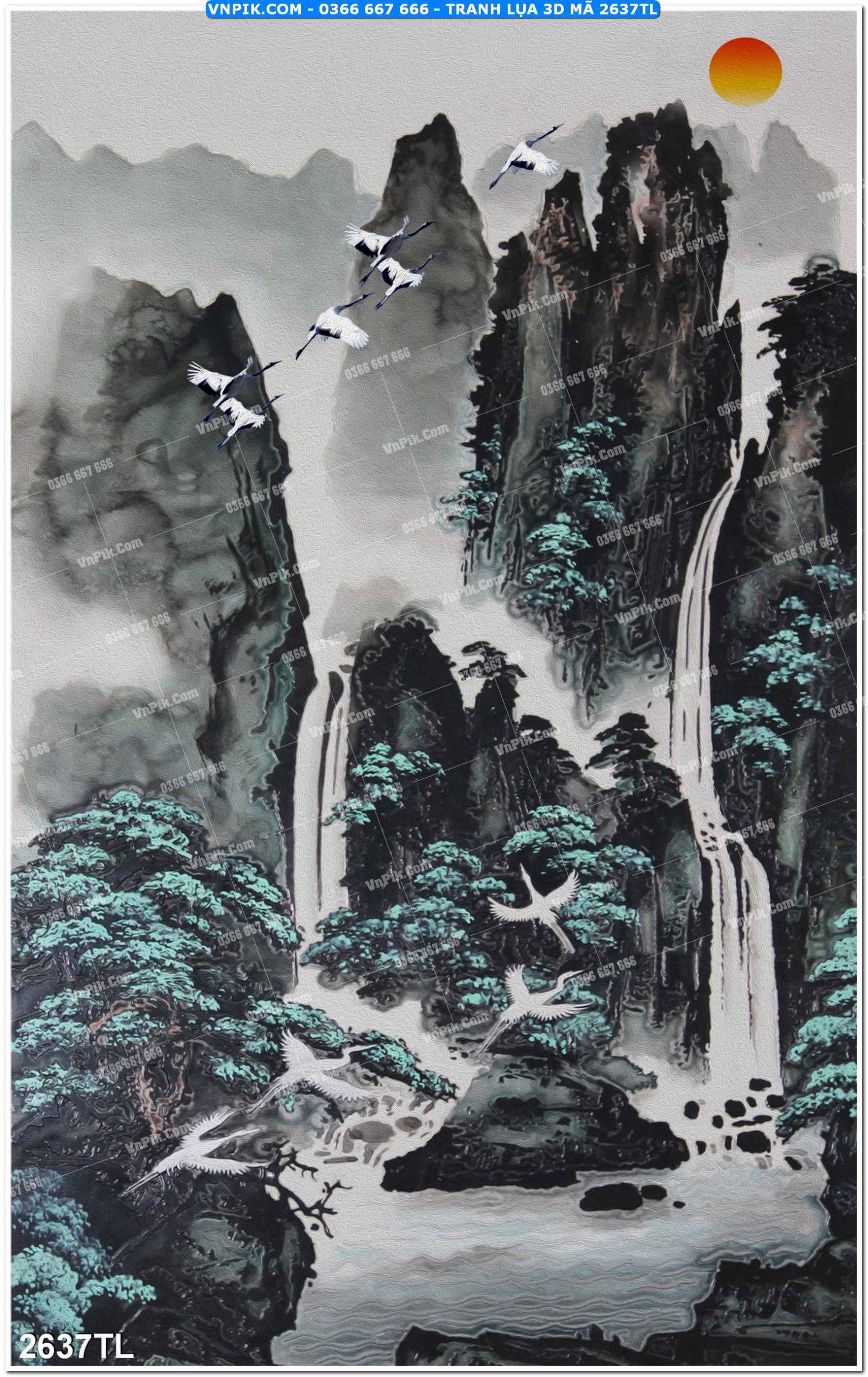 Tranh lụa 3D – Tranh trang trí dán tường 2637TL