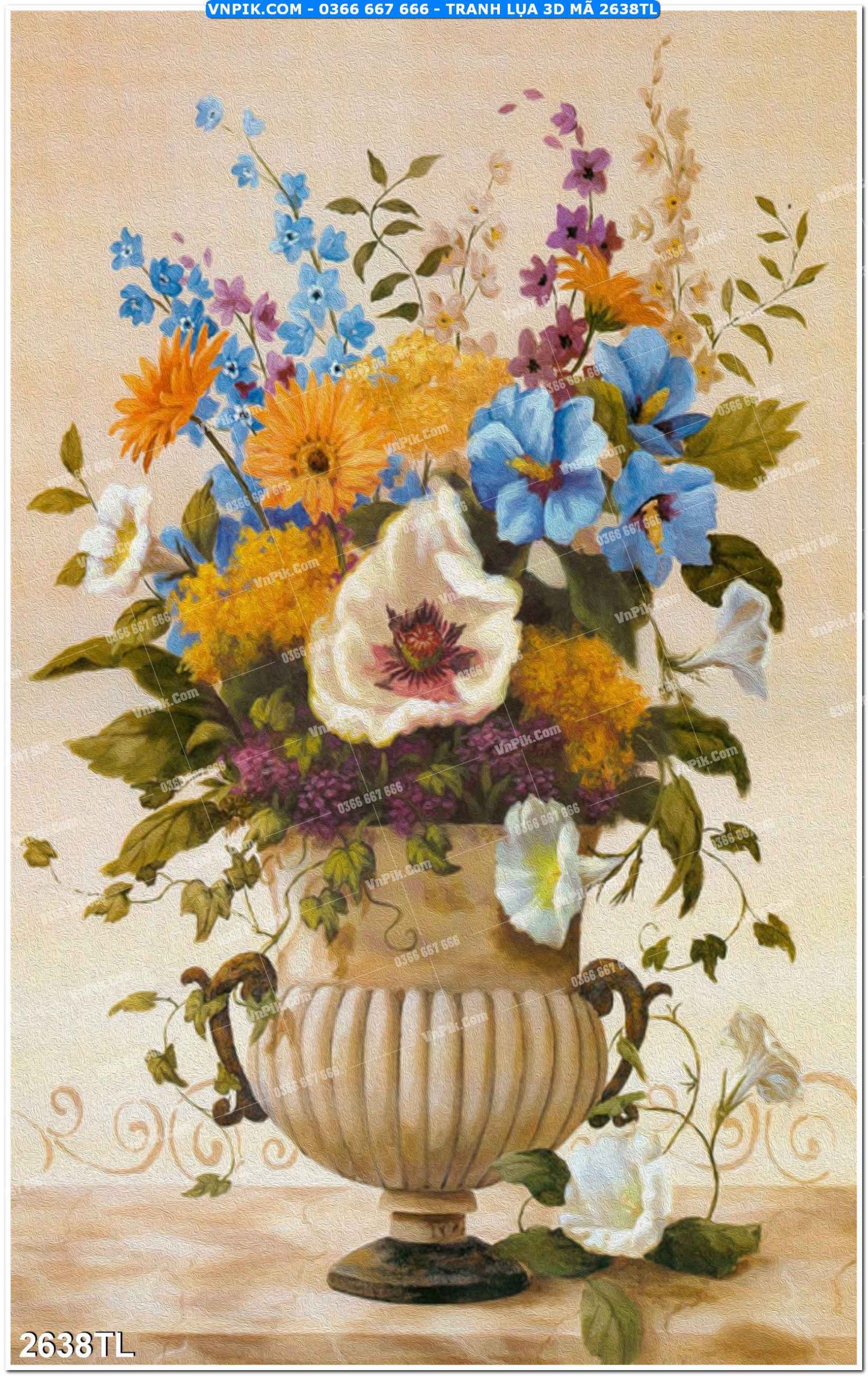 Tranh lụa 3D – Tranh trang trí dán tường 2638TL