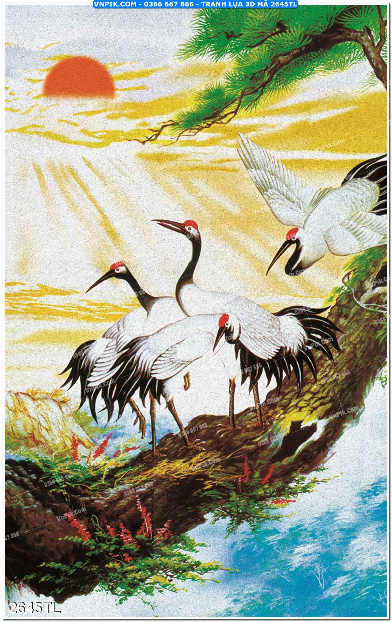 Tranh lụa 3D – Tranh trang trí dán tường 2645TL
