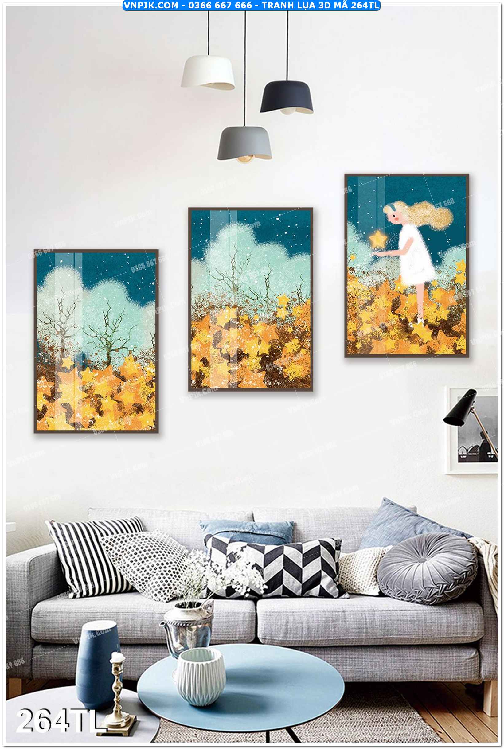 Tranh lụa 3D – Tranh trang trí dán tường 264TL