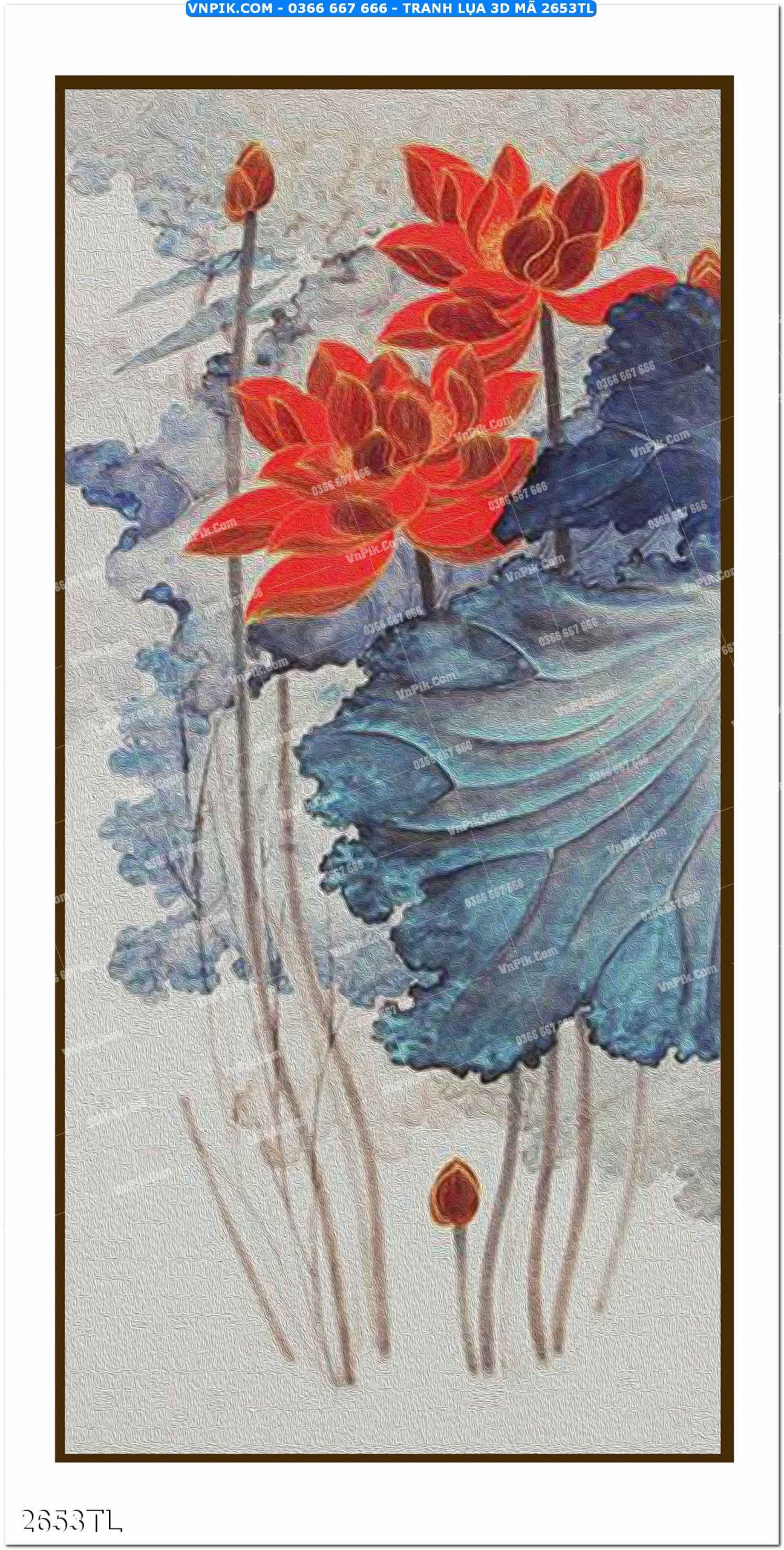 Tranh lụa 3D – Tranh trang trí dán tường 2653TL