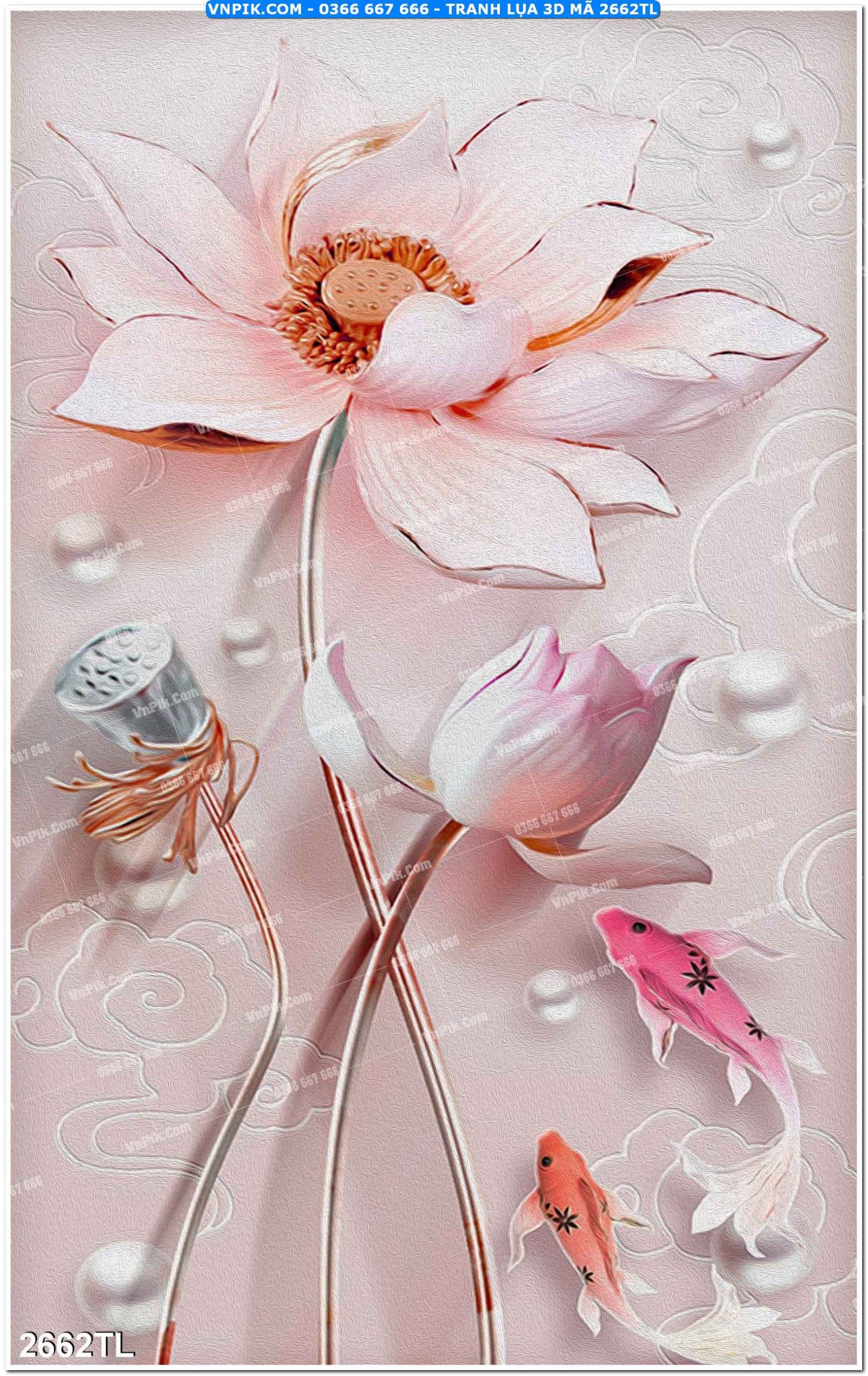 Tranh lụa 3D – Tranh trang trí dán tường 2662TL